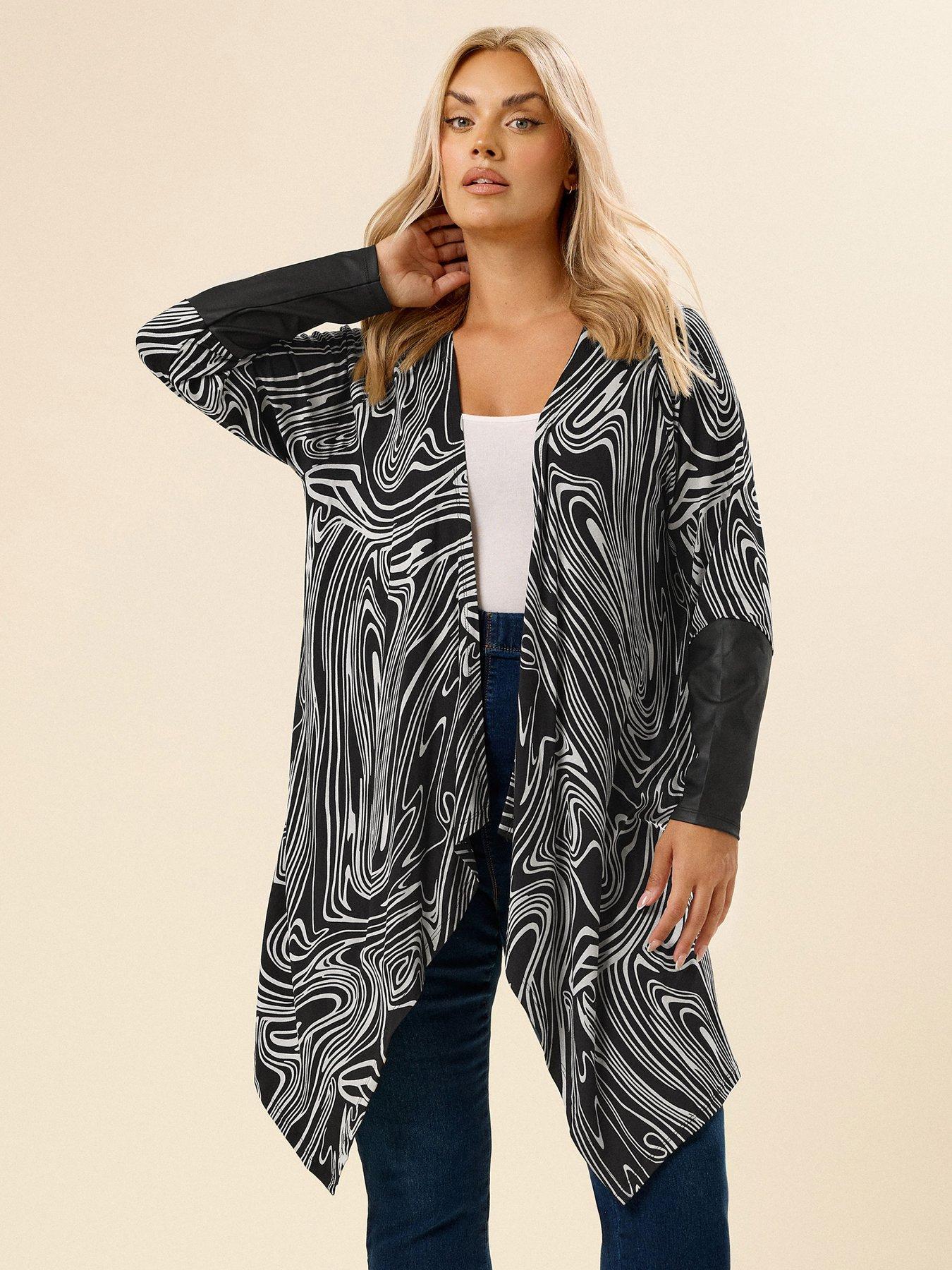 undefined Curve Abstract Cuff Cardigan - Black
