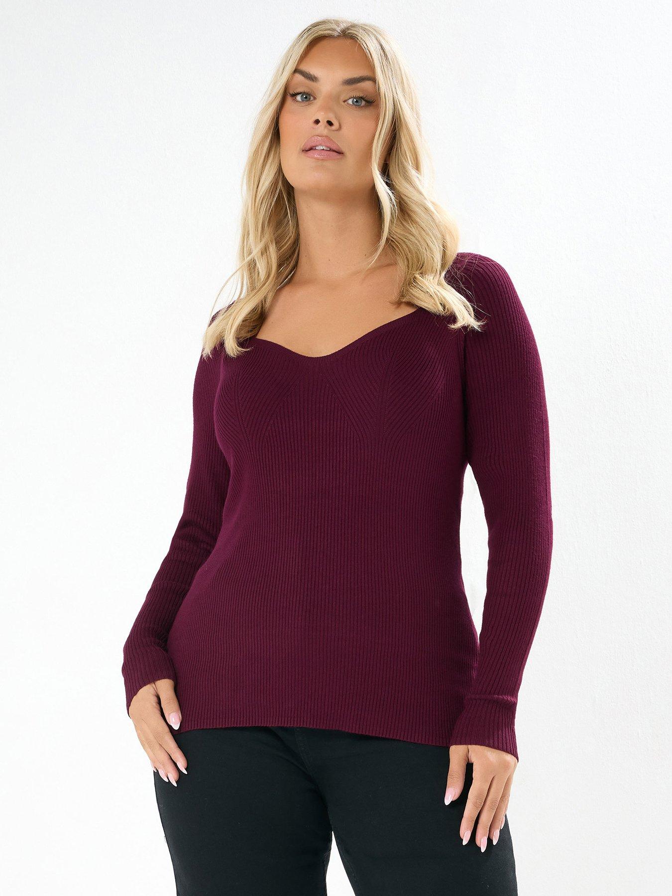 undefined Curve Sweetheart Neckline Jumper - Red
