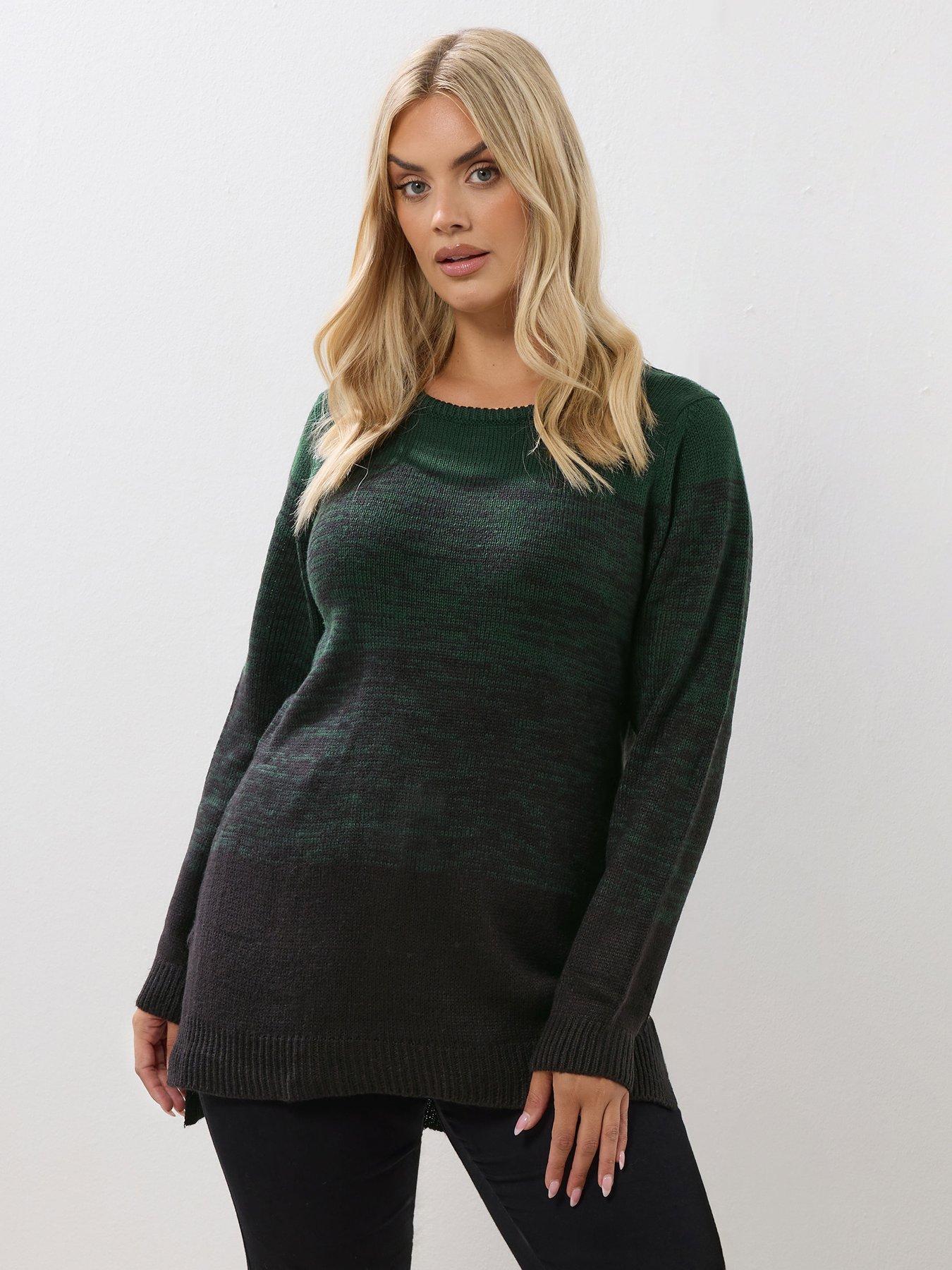 Yours Curve Colour Block Jumper - Green