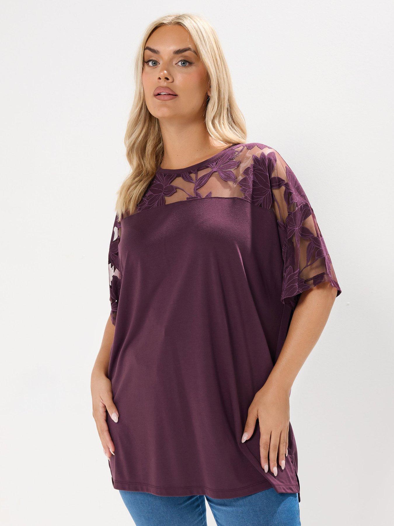undefined Curve Boxy Burnout Panel T-Shirt - Purple