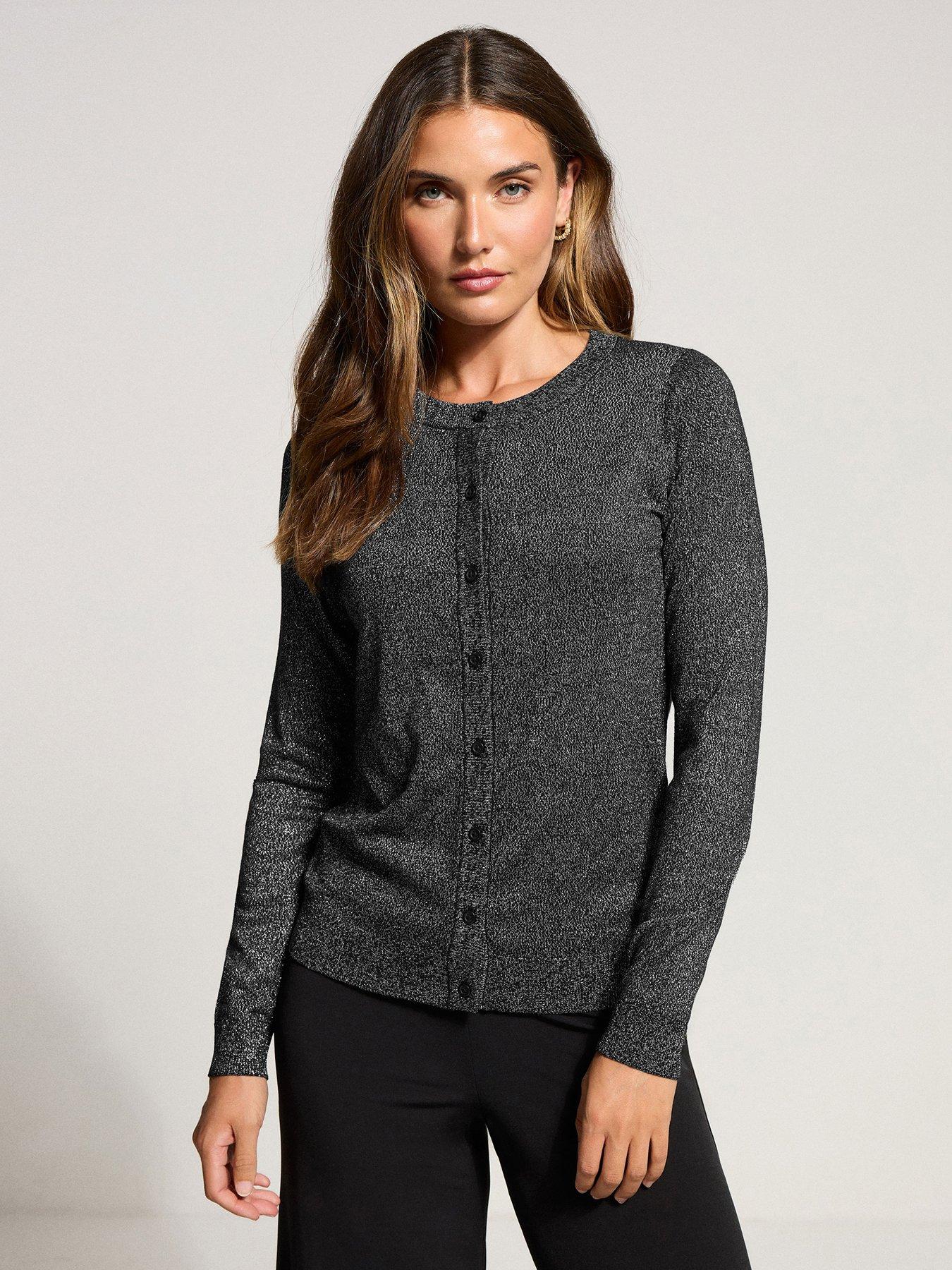 Long Tall Sally Silver Lurex Cardigan - Black