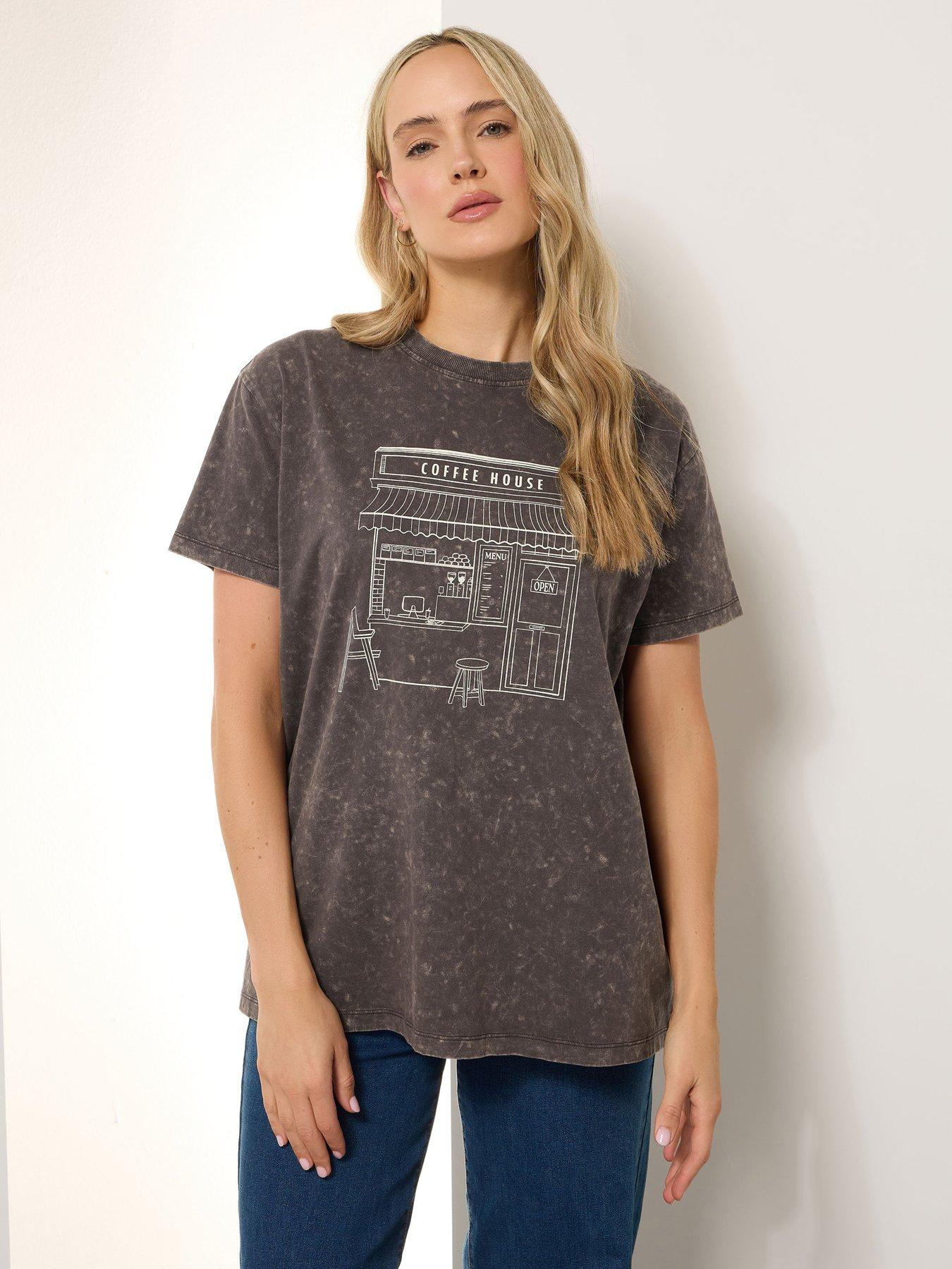 undefined Acid Wash Coffee T-Shirt - Brown