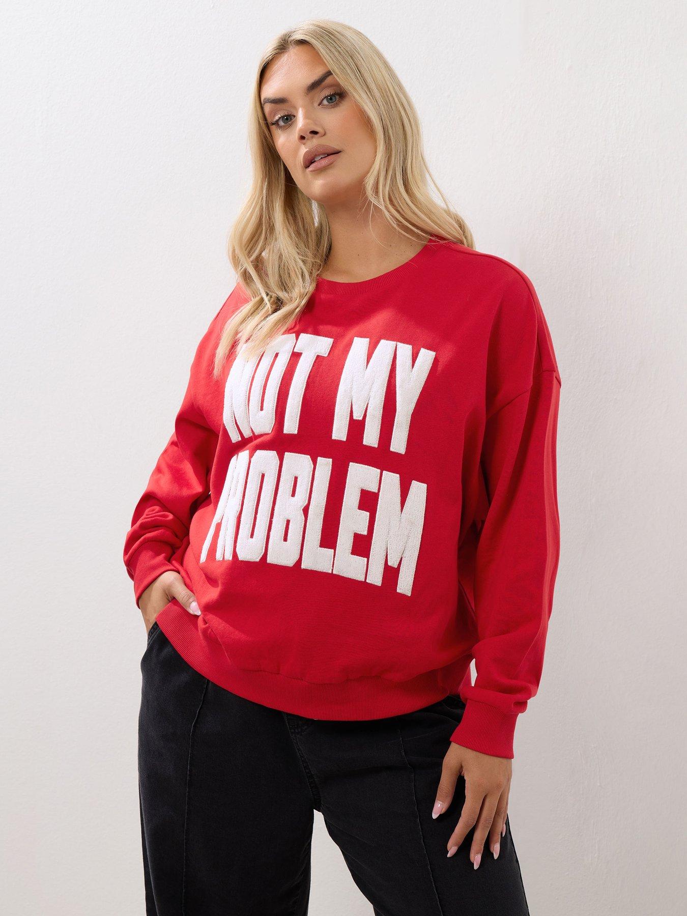Image 4 of 4 of Yours Curve Not My Problem Crew Neck Sweatshirt - Red