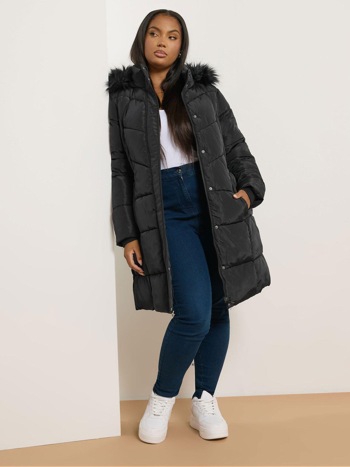 undefined Curve Midi Padded Coat - Black