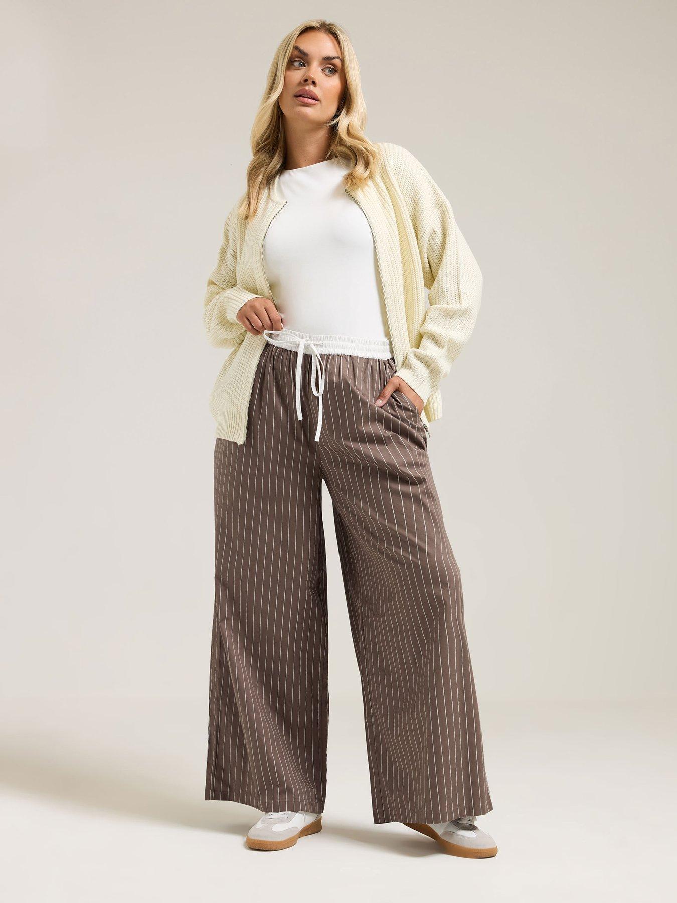 undefined Curve Contrast Waist Stripe Trousers - Brown