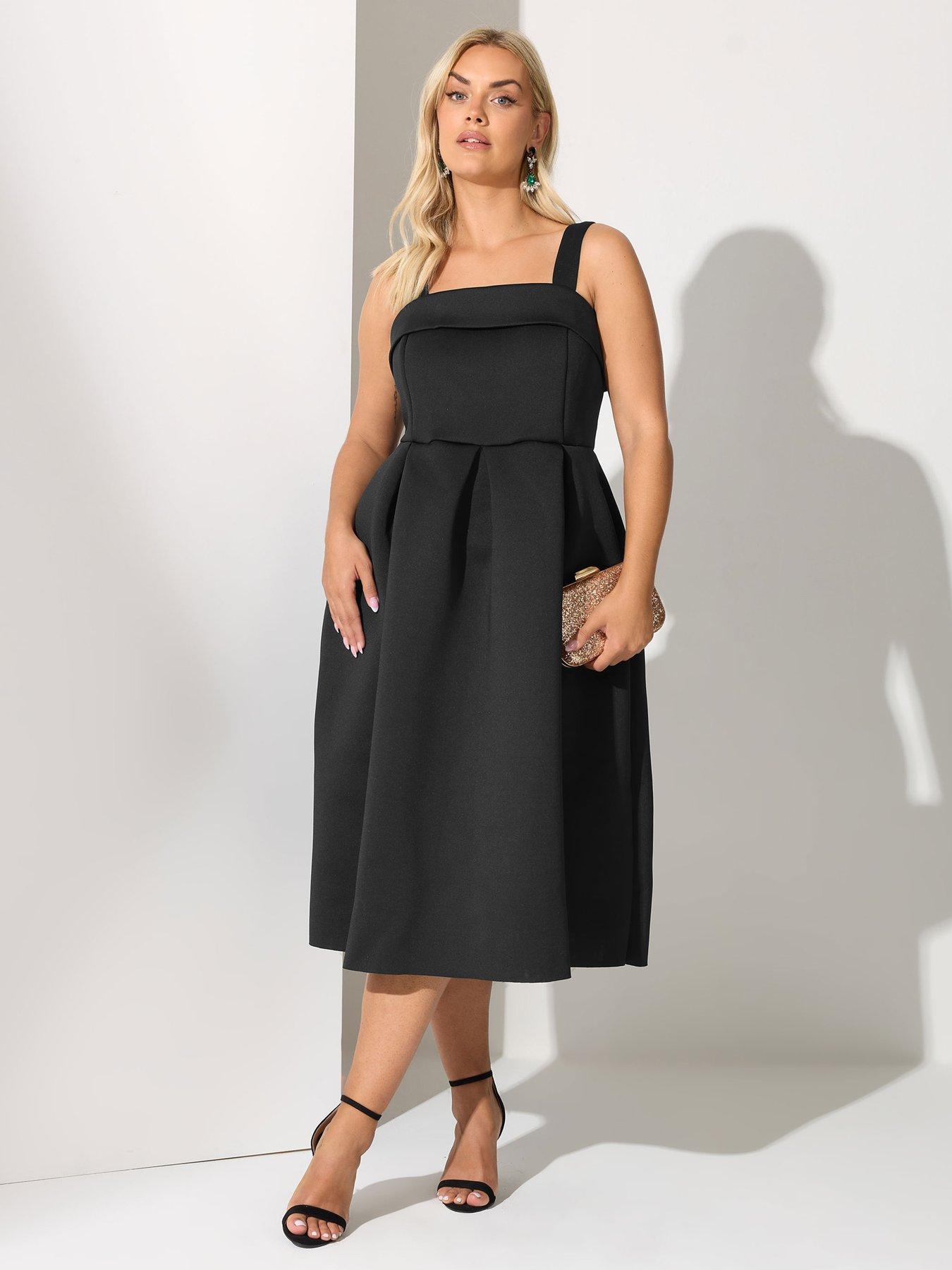 undefined Curve Square Neck Fit & Flare Dress