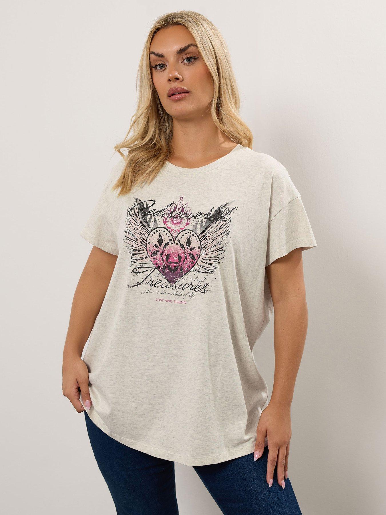 undefined Curve Placement Print T-Shirt - Natural