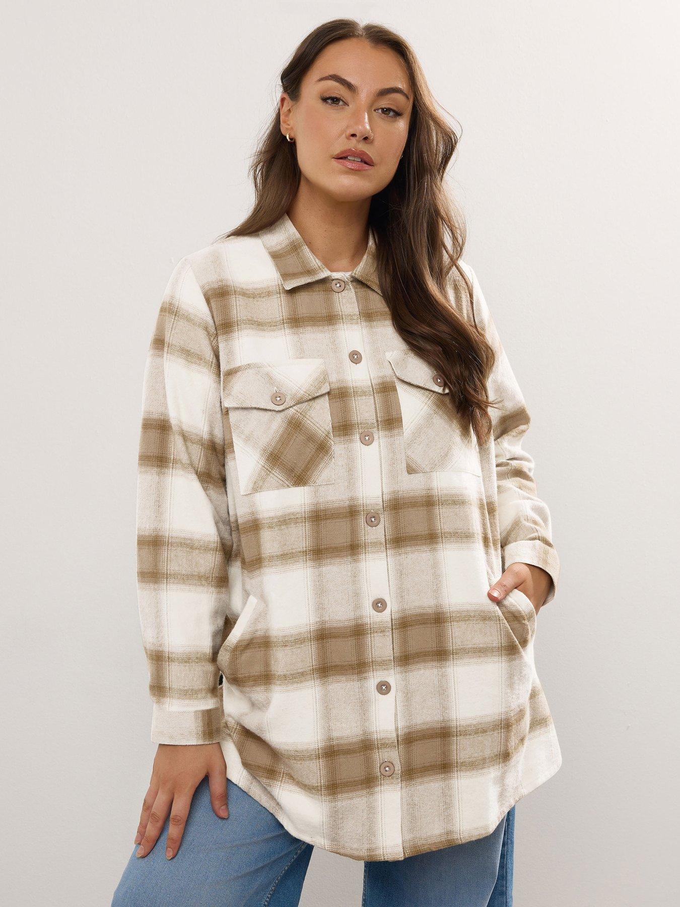 undefined Curve Check Shacket - Natural