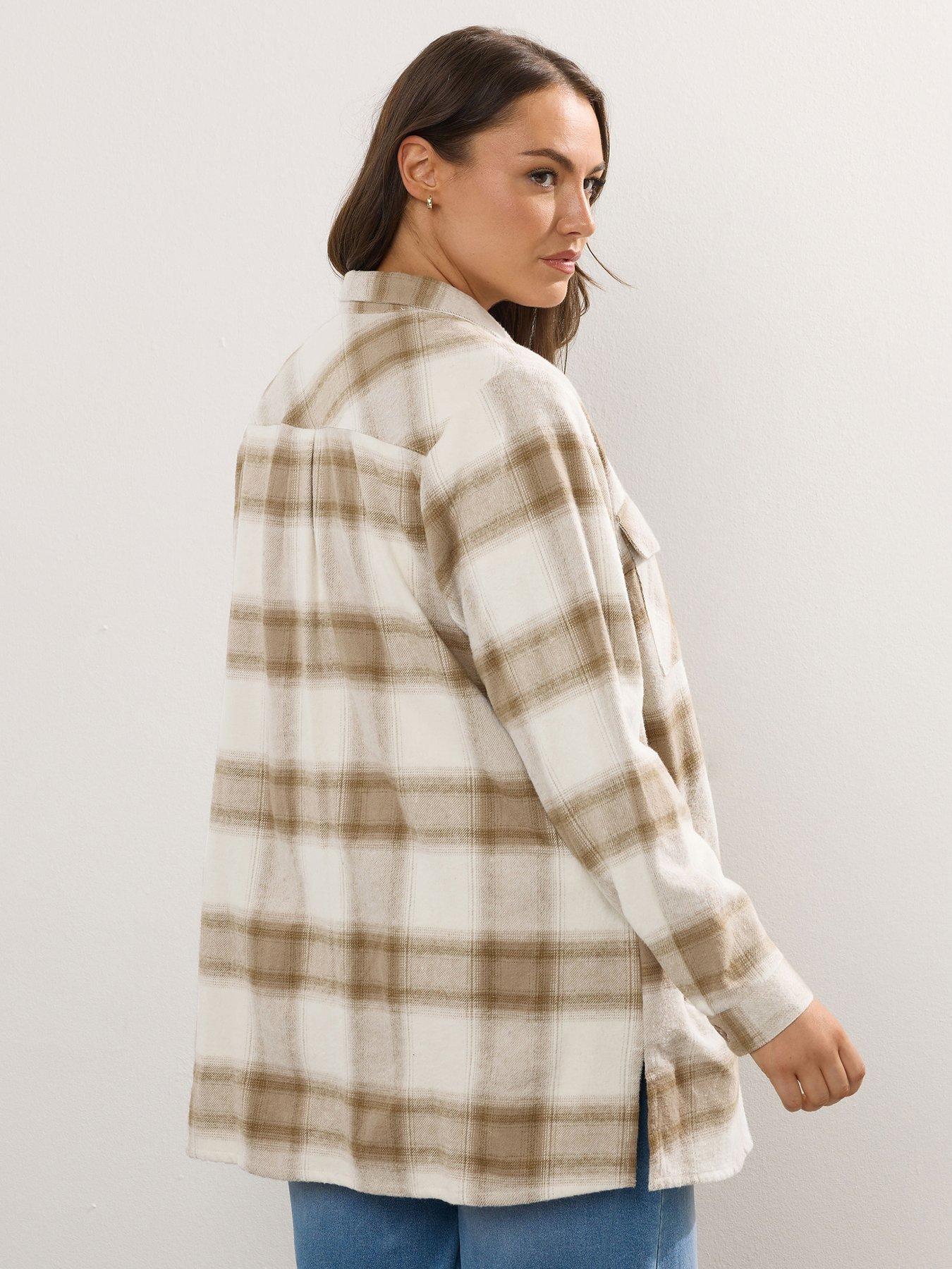 Yours Curve Check Shacket - Natural | Very