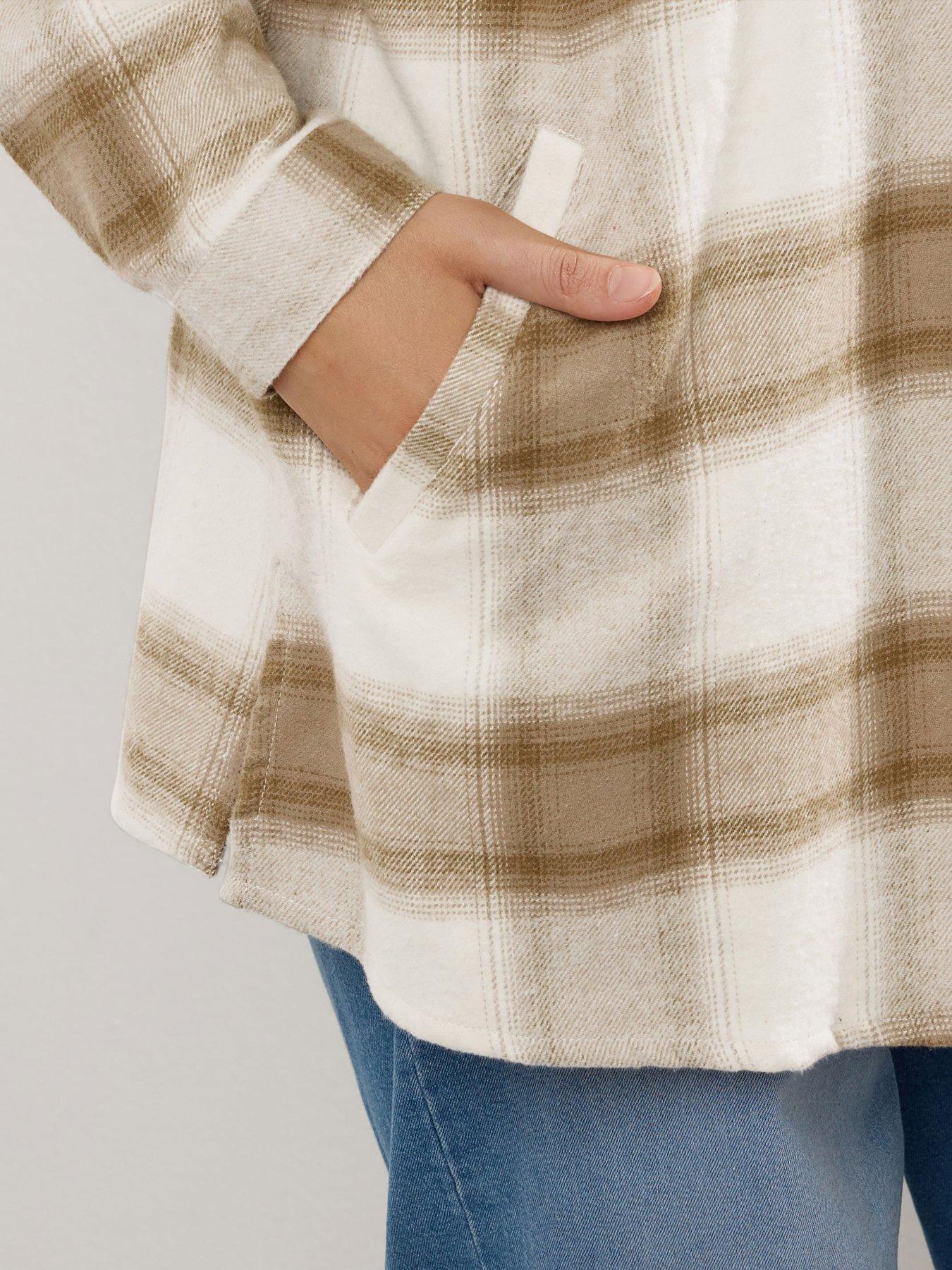 Yours Curve Check Shacket - Natural | Very