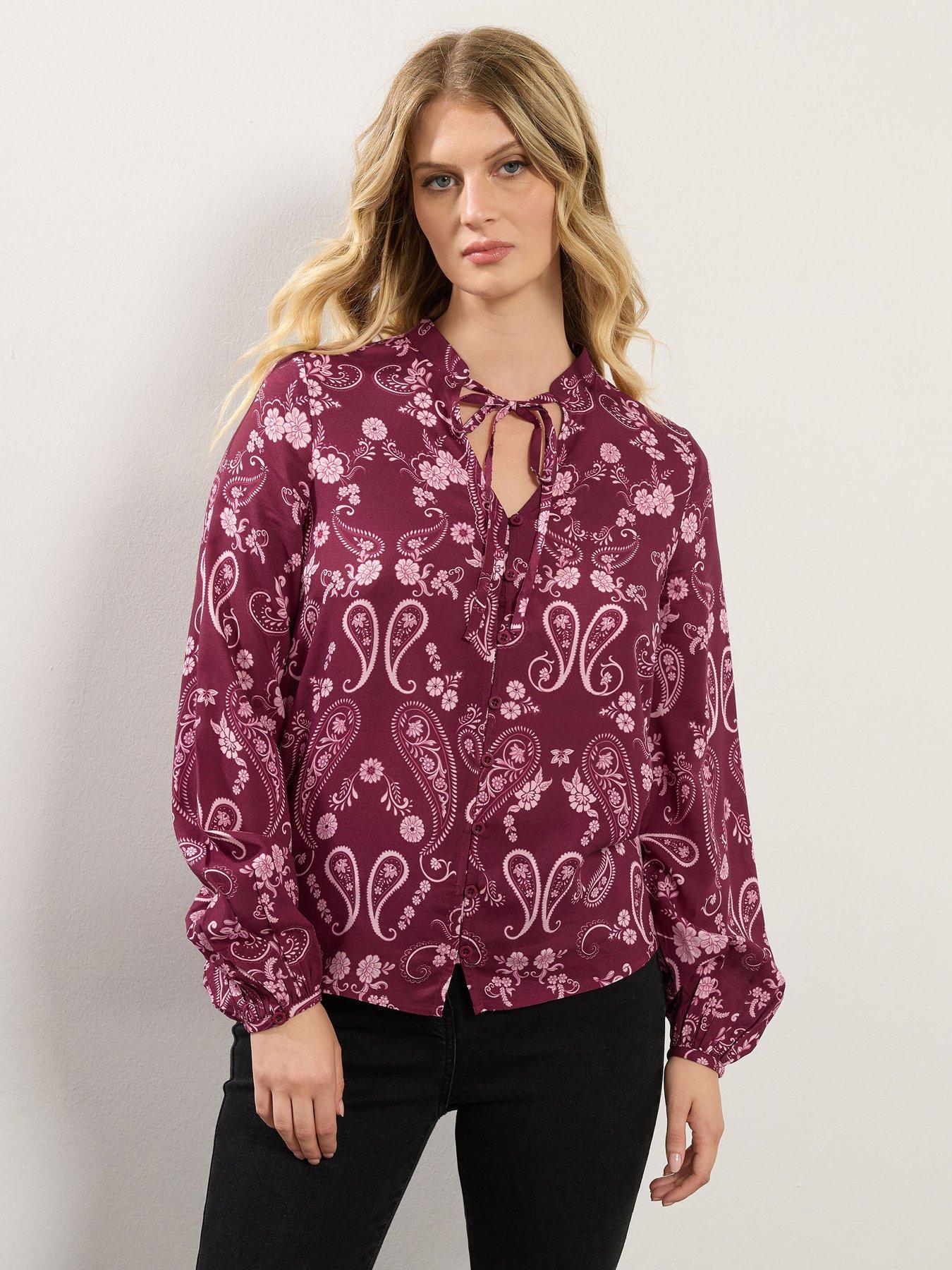 Long Tall Sally Paisley Button Shirt - Red