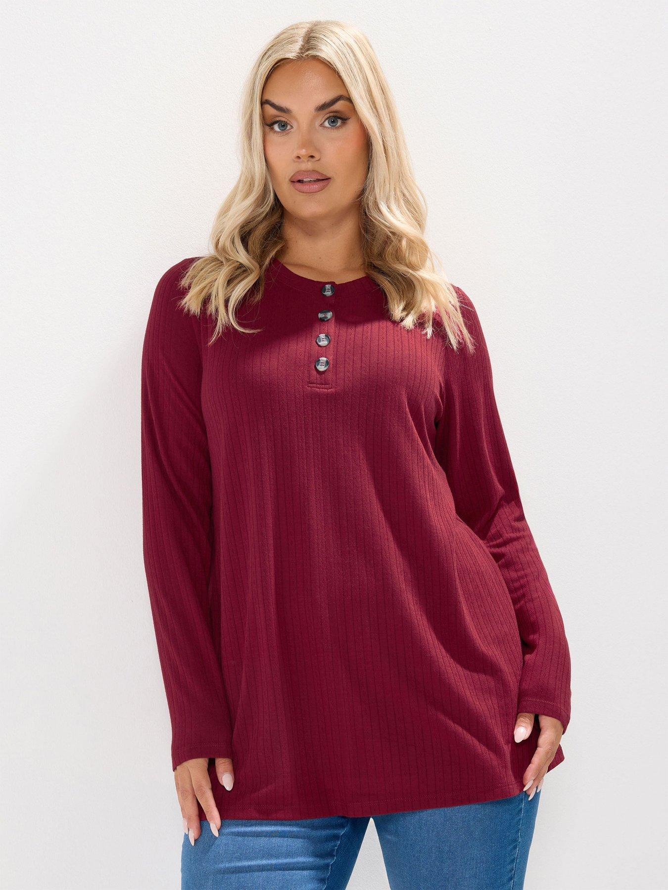 undefined Curve Pointelle Henley Swing Top - Red