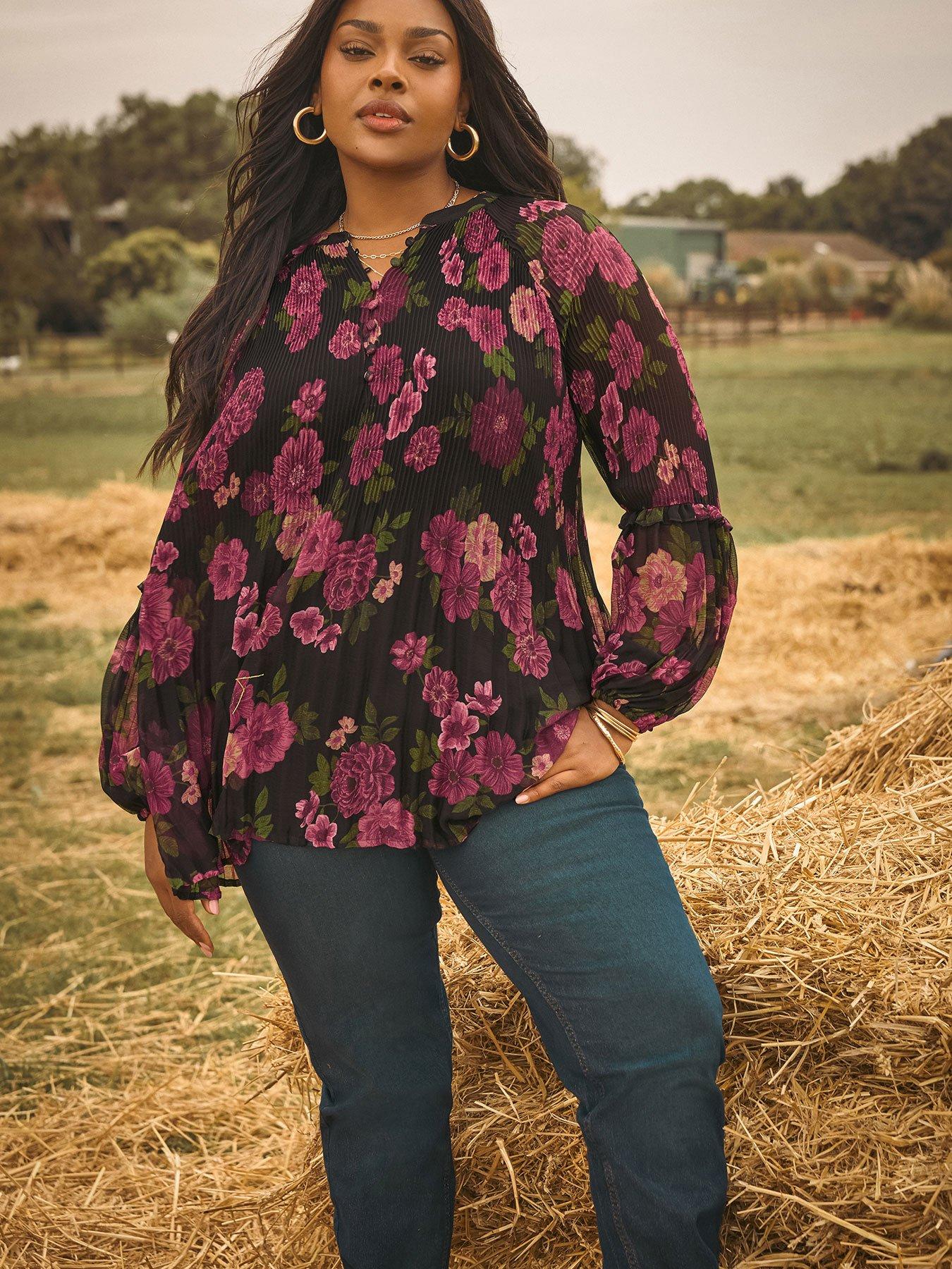 undefined Curve Pleated Blouse - Black