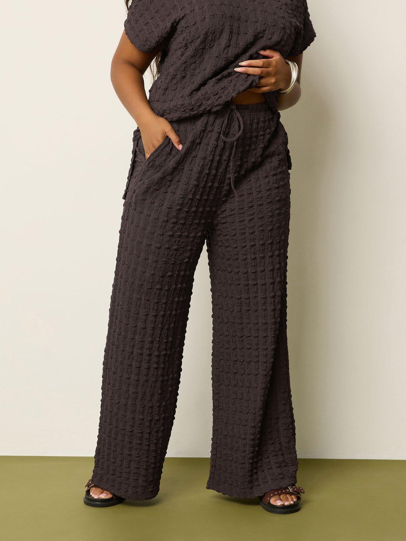undefined Curve Wide Leg Bubble Texture Trouser
