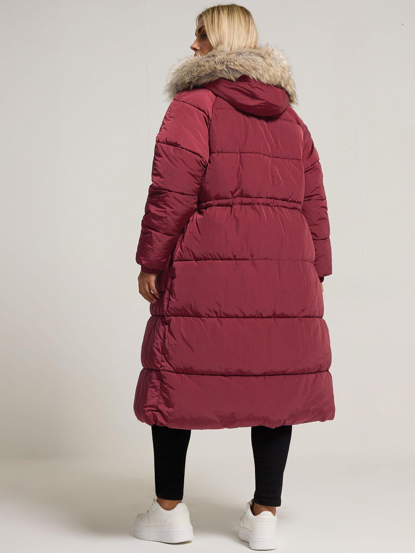 Image 2 of 4 of Yours Curve Padded Plush Parka - Red
