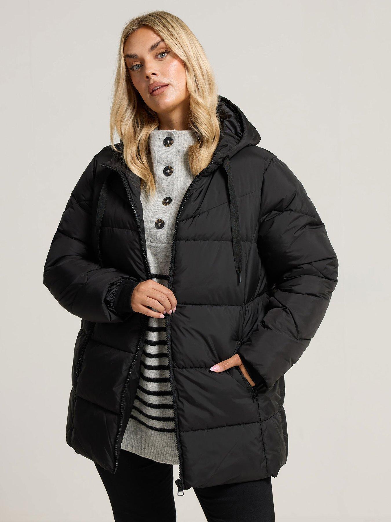 undefined Curve Short Sporty Padded Coat - Black