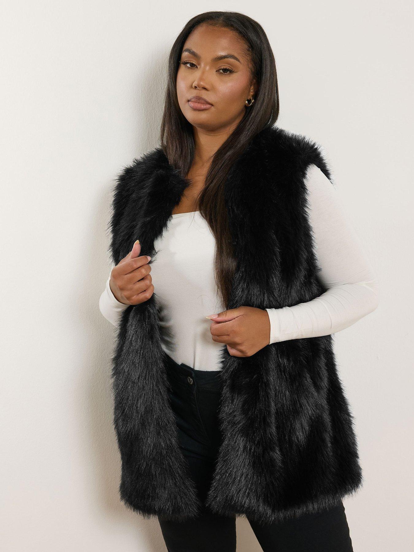 undefined Curve Faux Fur Gilet - Black