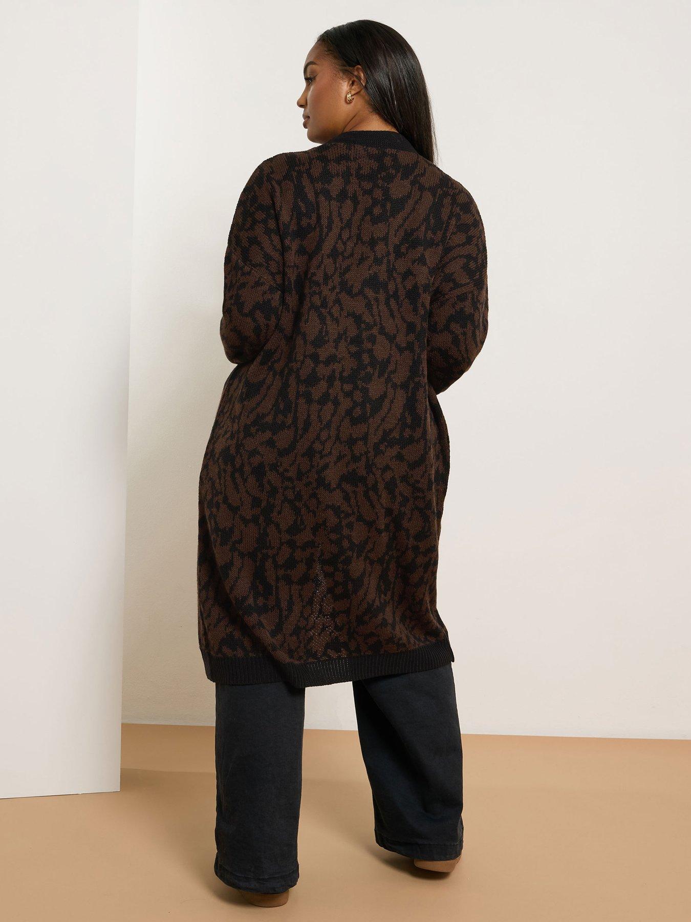 Image 2 of 4 of Yours Curve Midi Leopard Cardigan - Brown