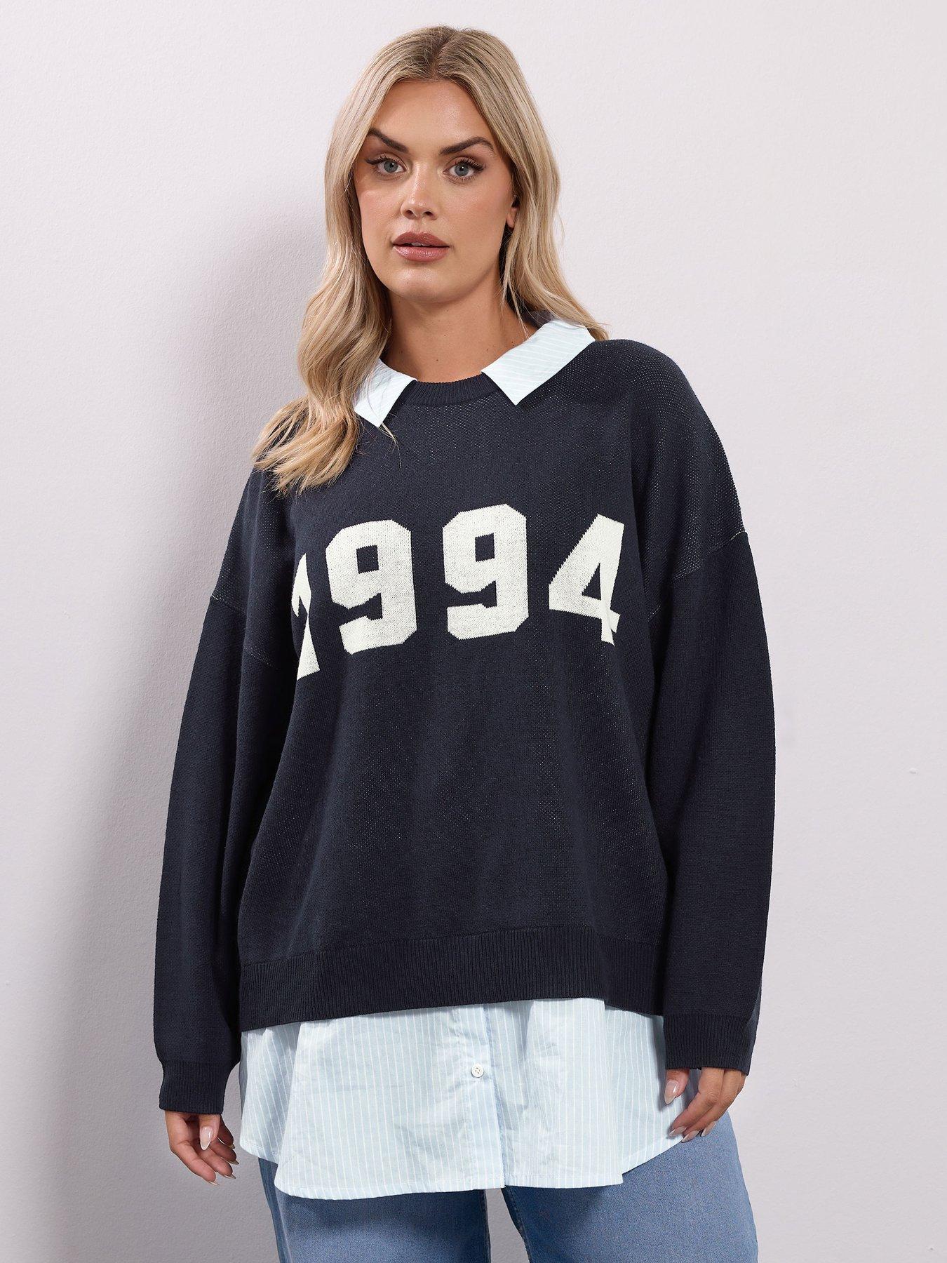 Yours Curve 2 In 1 Shirt Jumper - Blue