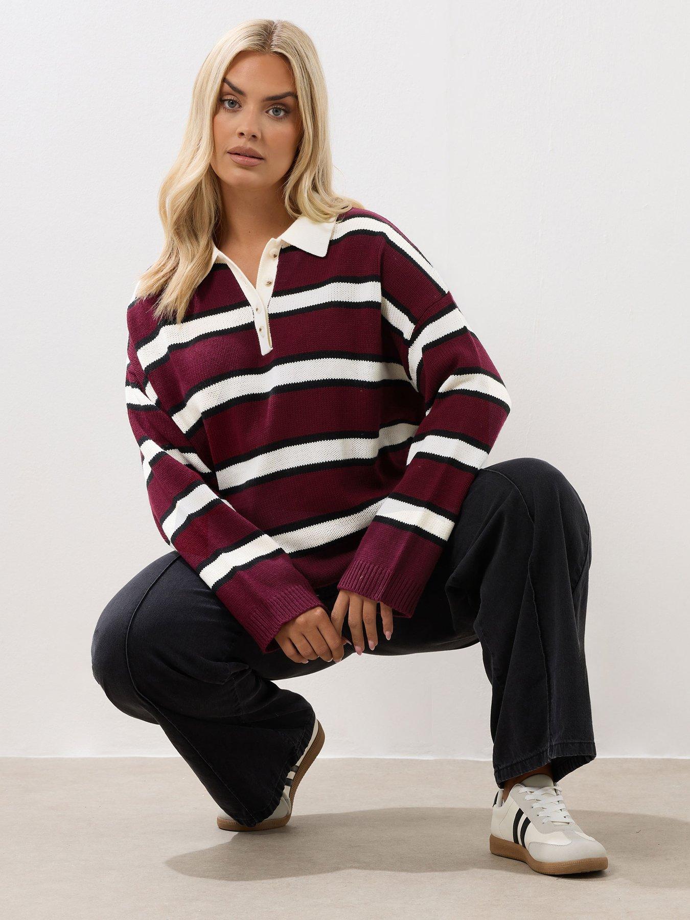 undefined Curve Rugby Collar Stripe - Red