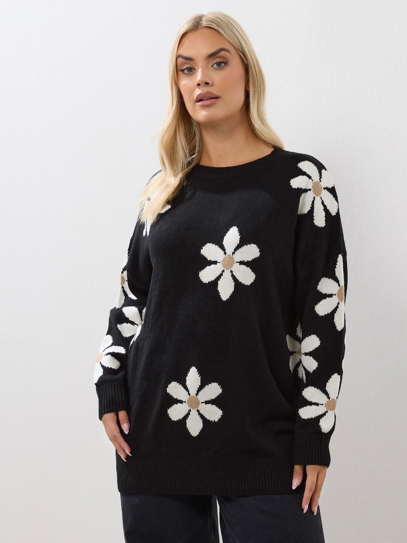 undefined Curve Conversational Flower Jumper - Black