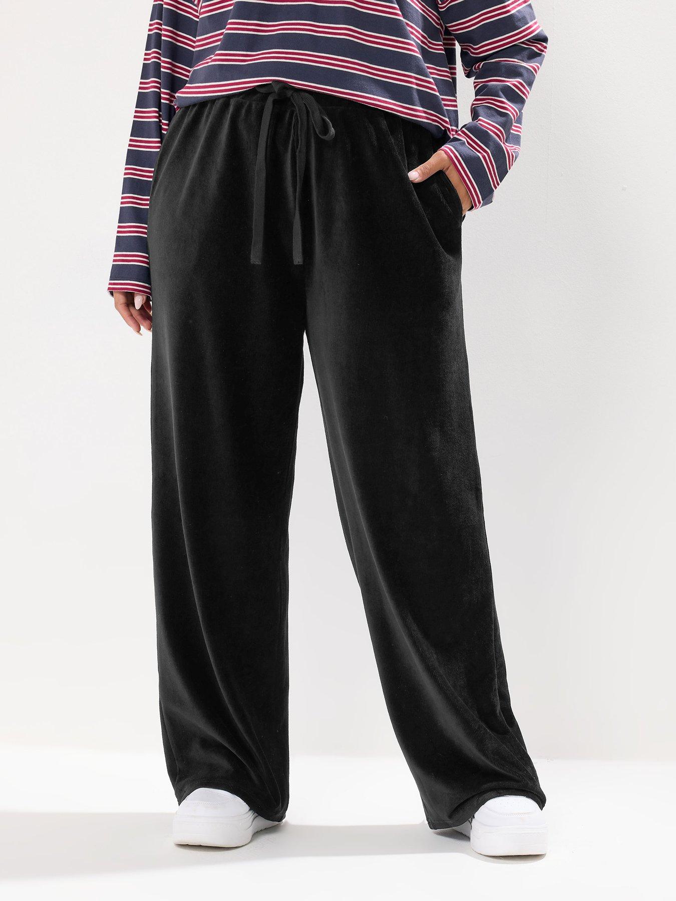 undefined Curve Cord Drawstring Pull On Trouser - Black