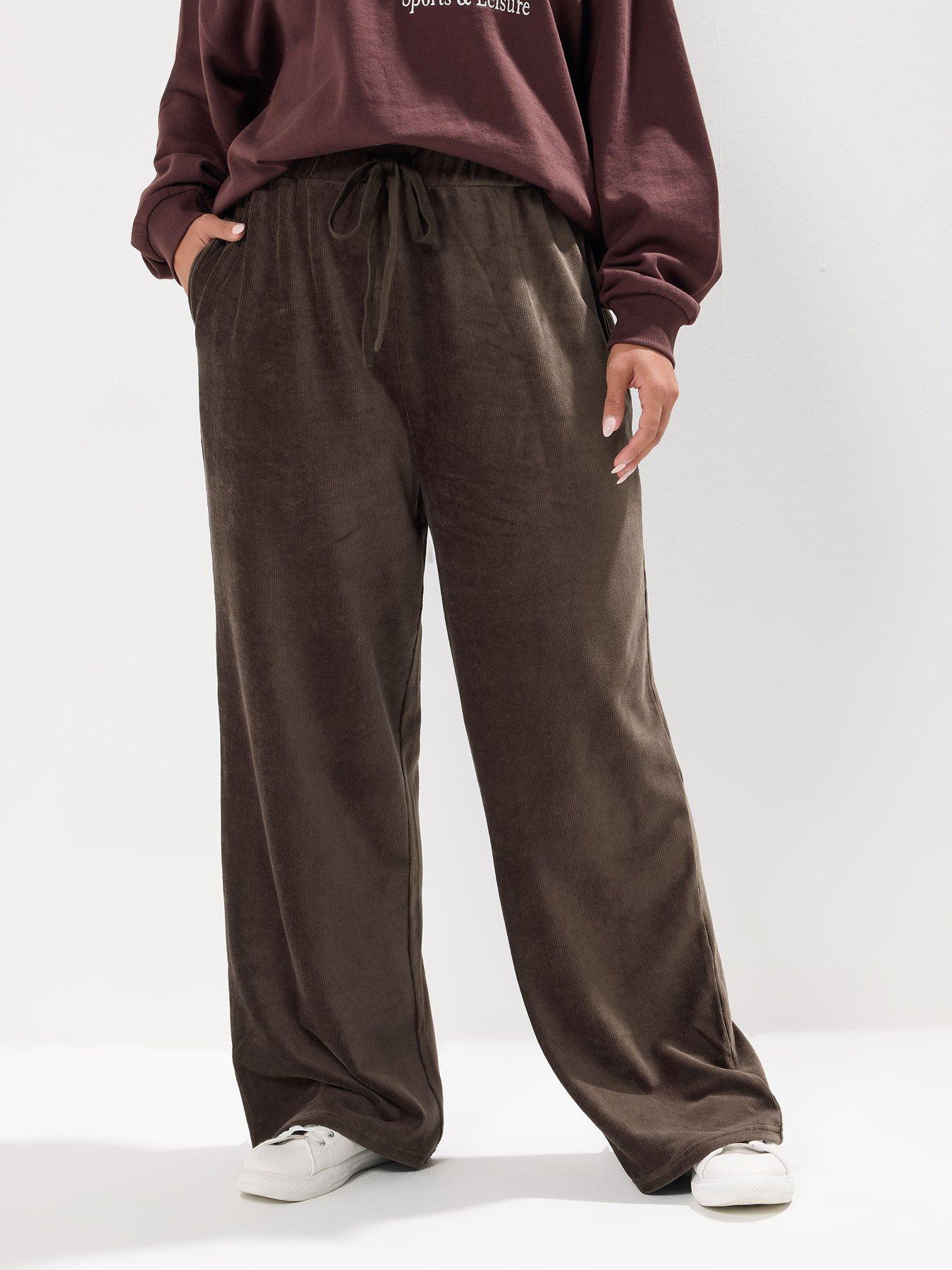 yours-curve-cord-drawstring-pull-on-trouser-brown