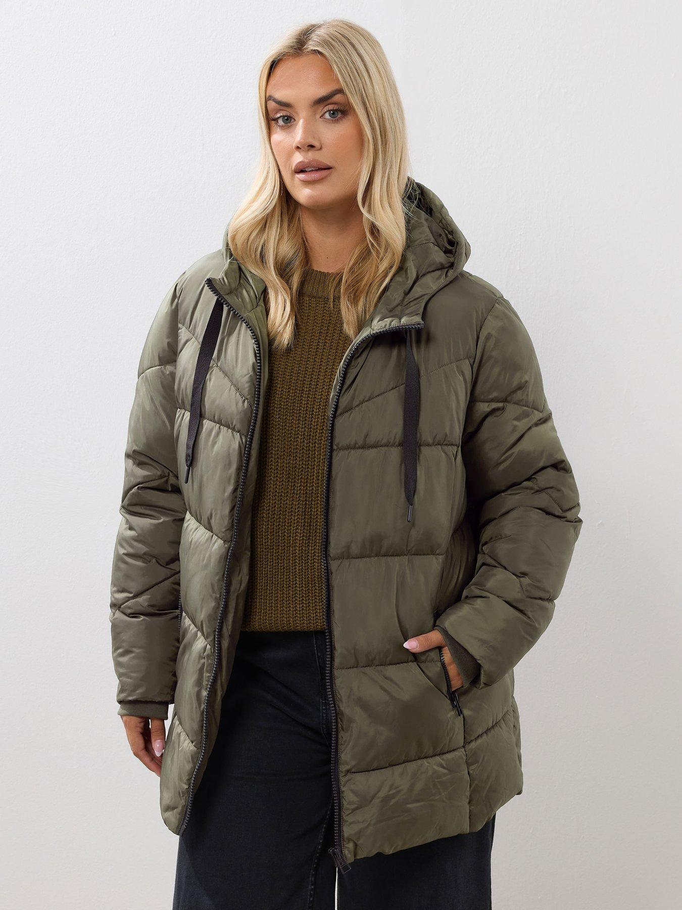undefined Curve Short Sporty Padded Coat - Green