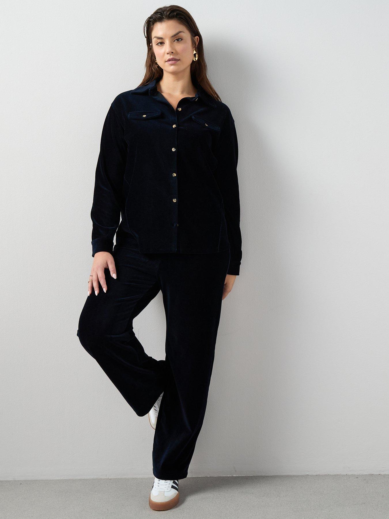 Image 3 of 6 of The Very Collection Curve Stretch Cord Wide Leg Trouser Co-ord - Blue