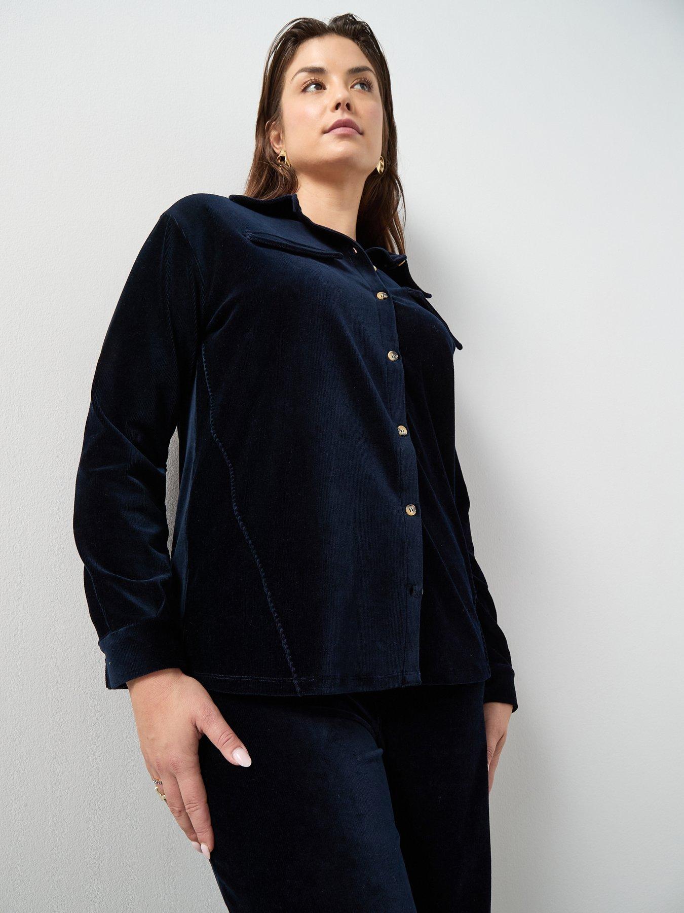 Image 4 of 6 of The Very Collection Curve Stretch Cord Wide Leg Trouser Co-ord - Blue
