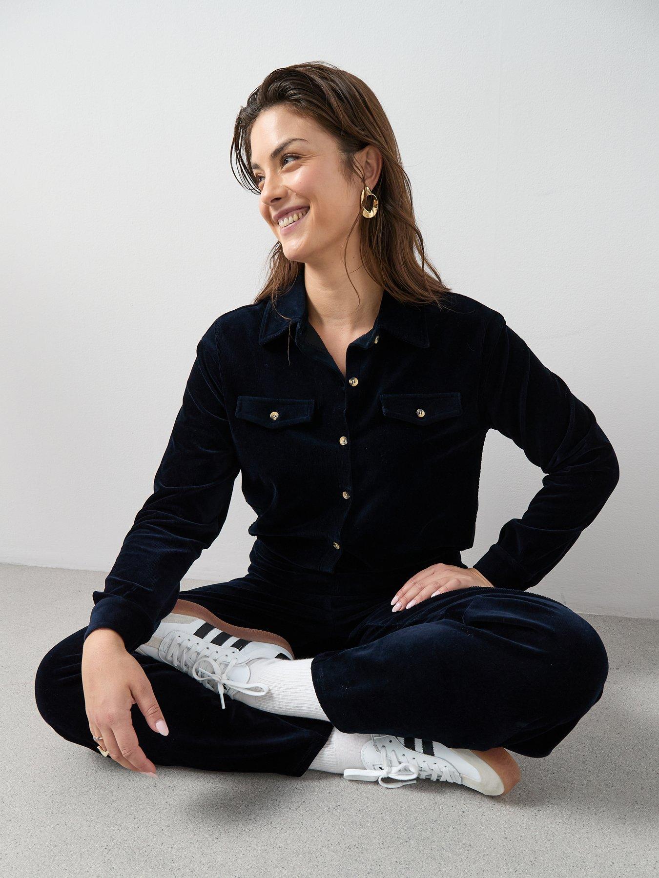 Image 6 of 6 of The Very Collection Curve Stretch Cord Wide Leg Trouser Co-ord - Blue