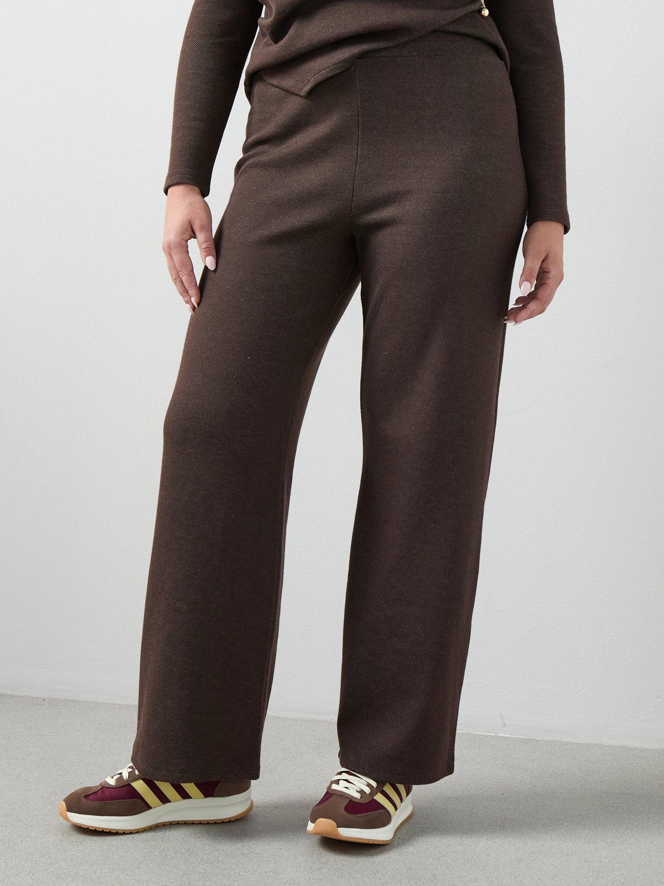 Image 1 of 6 of The Very Collection Curve Wide Leg Trouser Co-Ord - Brown