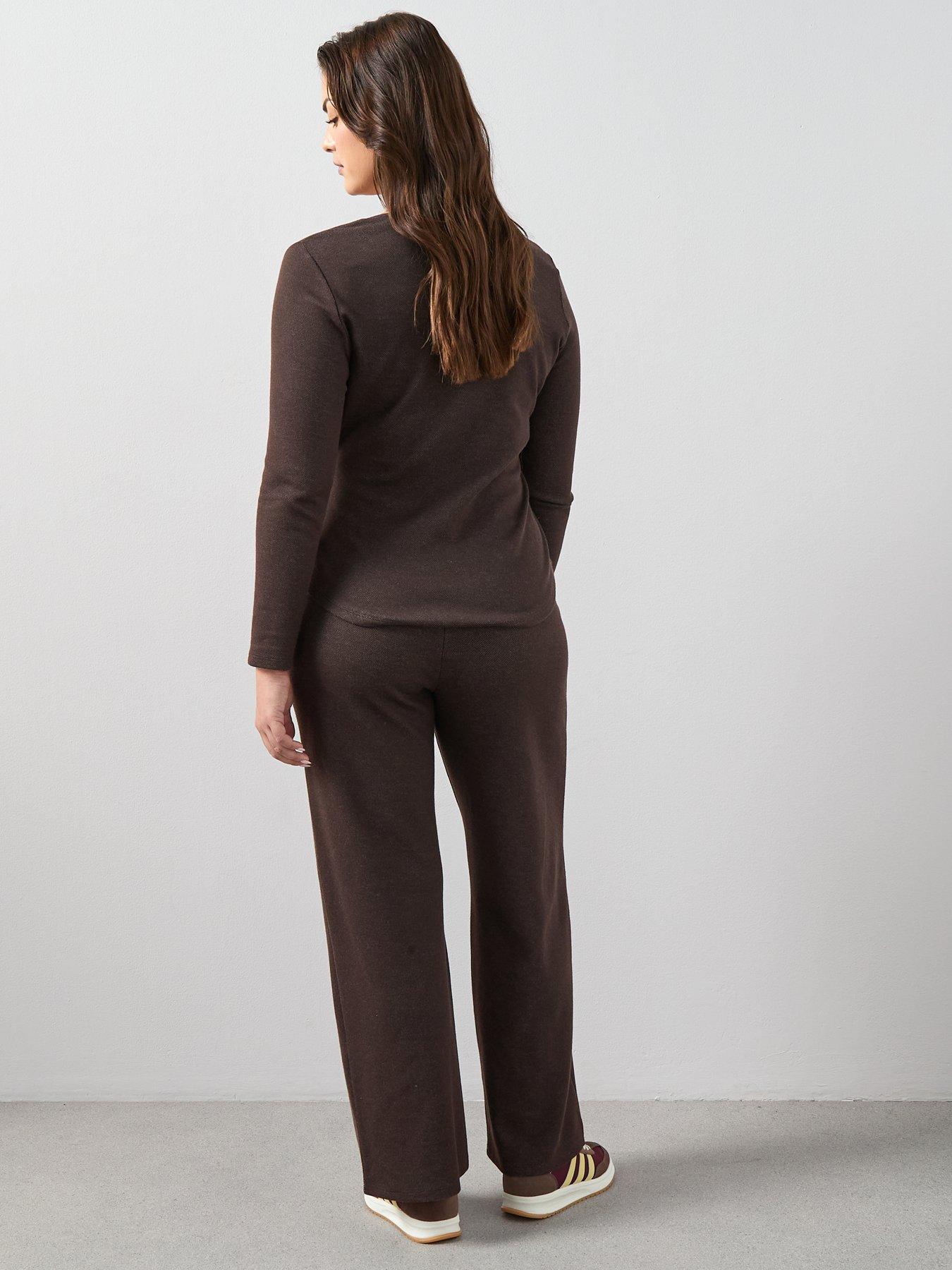 Image 5 of 6 of The Very Collection Curve Wide Leg Trouser Co-Ord - Brown