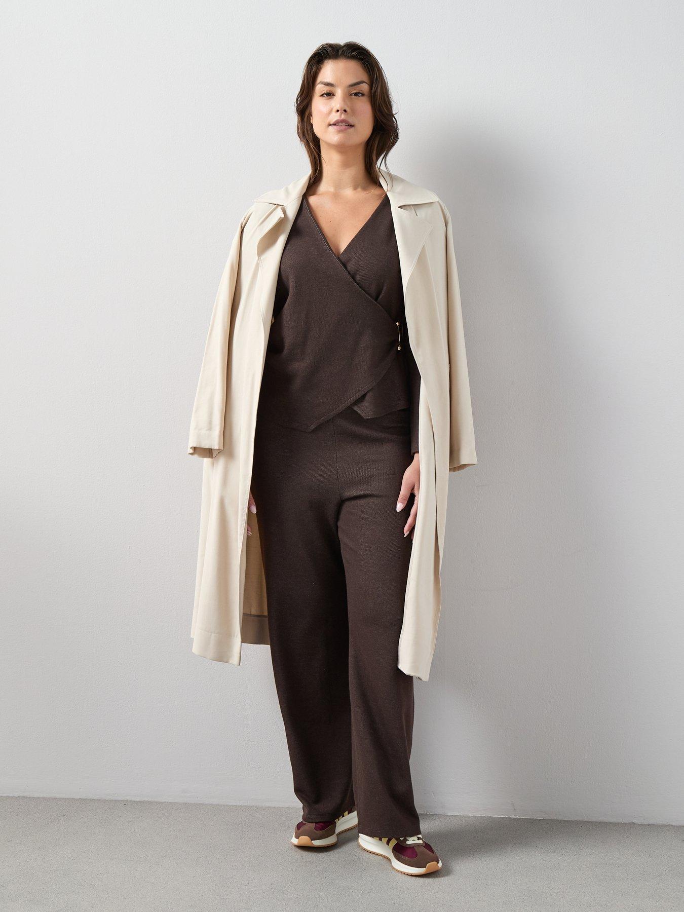 Image 6 of 6 of The Very Collection Curve Wide Leg Trouser Co-Ord - Brown