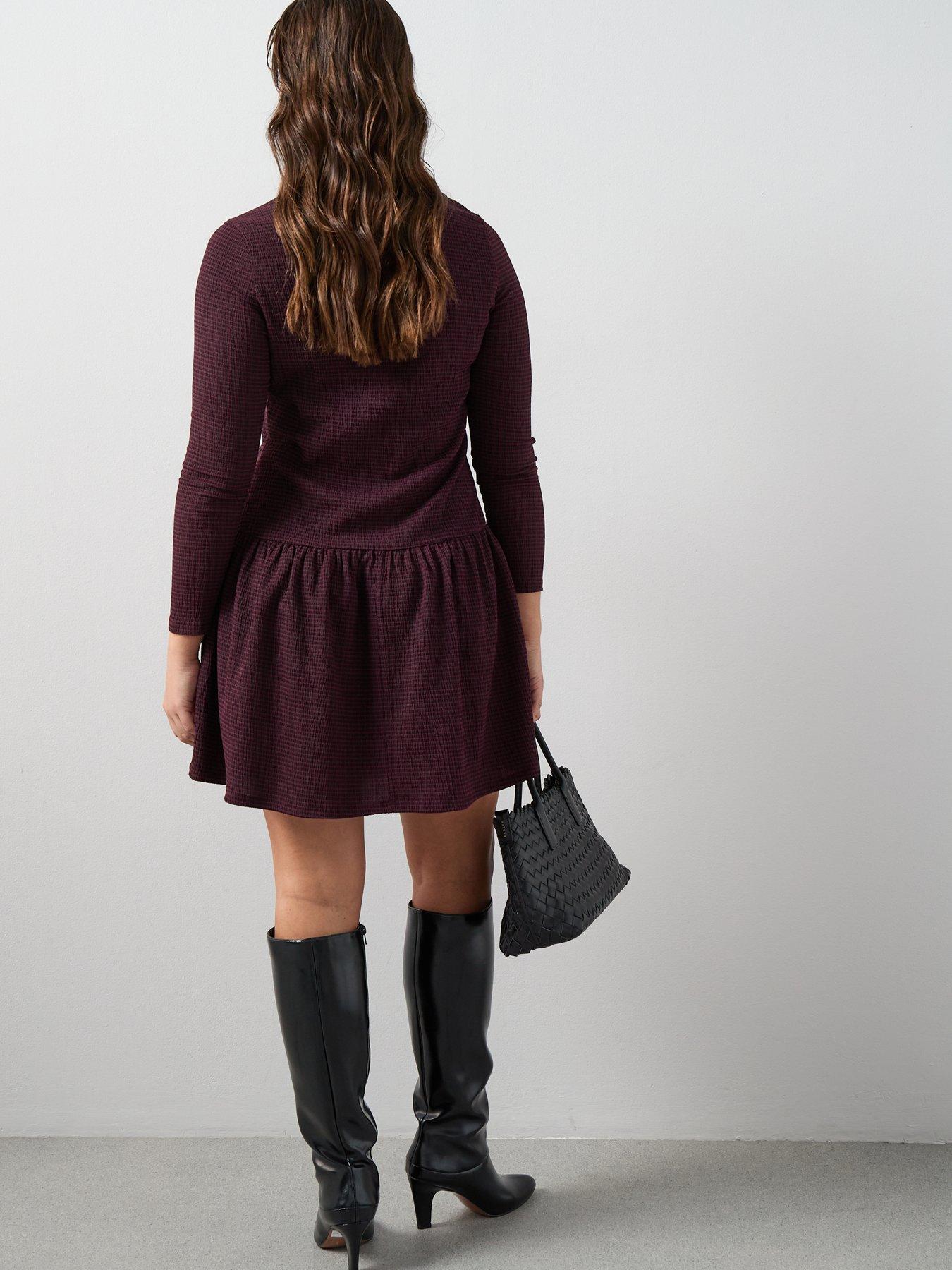 Image 2 of 6 of The Very Collection Curve Stretch Check Dropped Waist Midi Dress