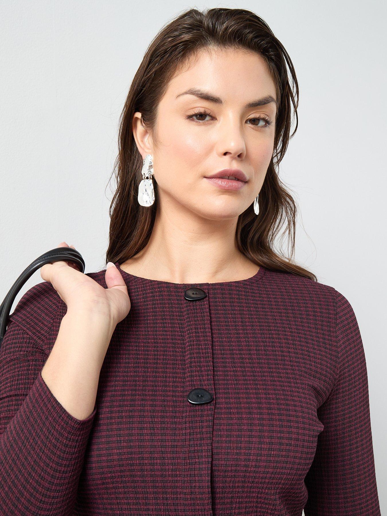 Image 4 of 6 of The Very Collection Curve Stretch Check Dropped Waist Midi Dress