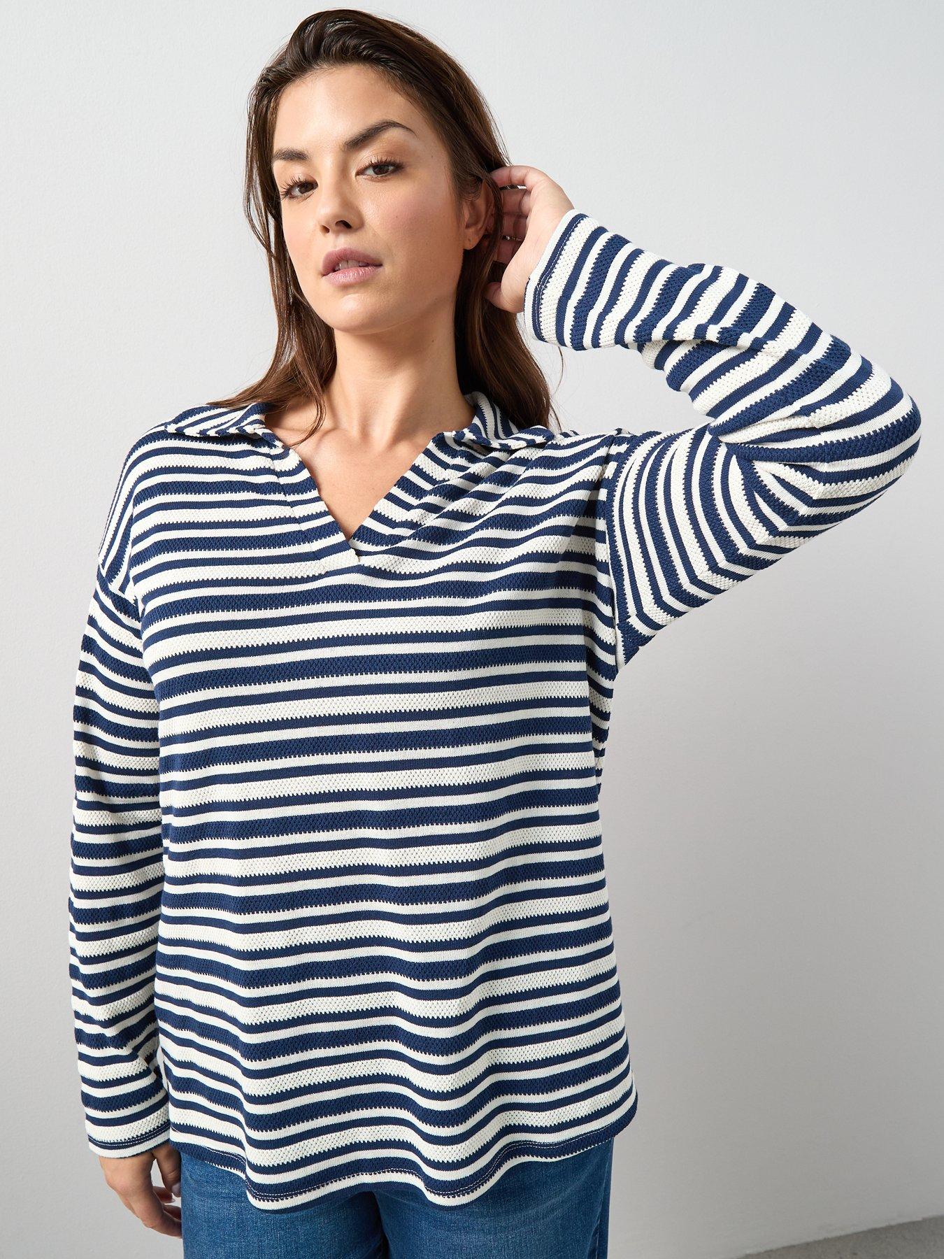 The Very Collection Curve Stripe Collared Top | Very