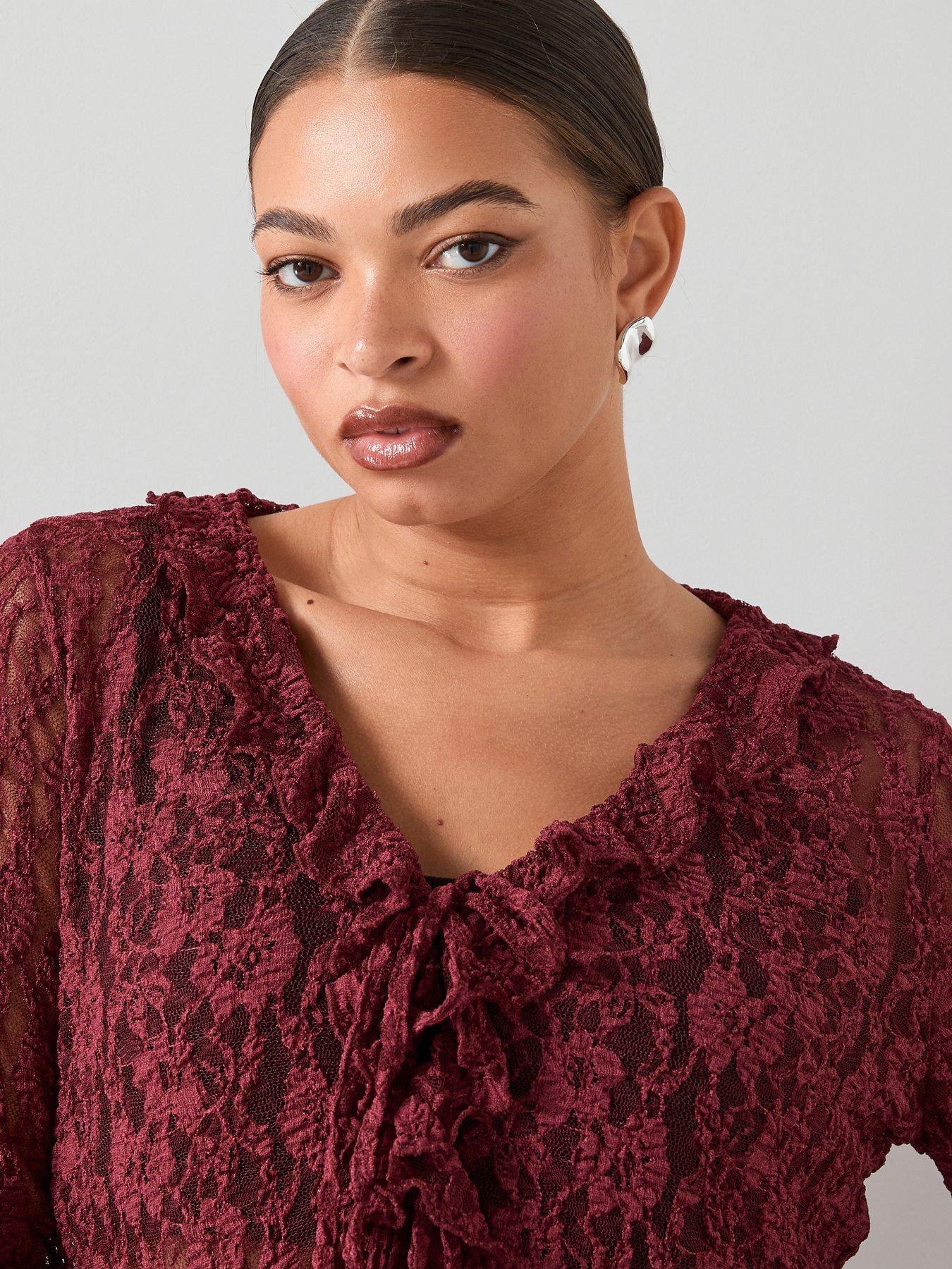Image 4 of 6 of The Very Collection Curve Lace Tie Top