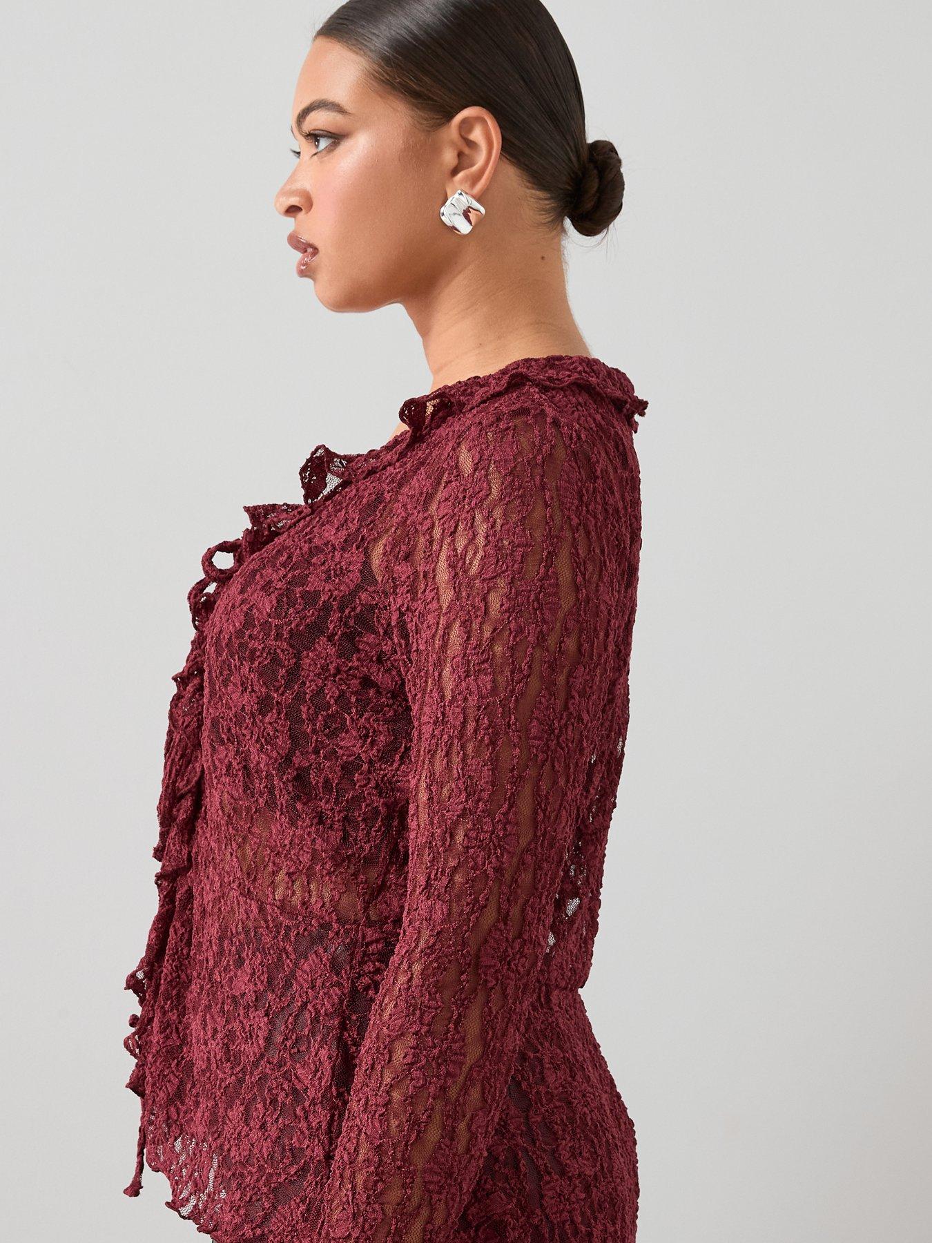 Image 6 of 6 of The Very Collection Curve Lace Tie Top