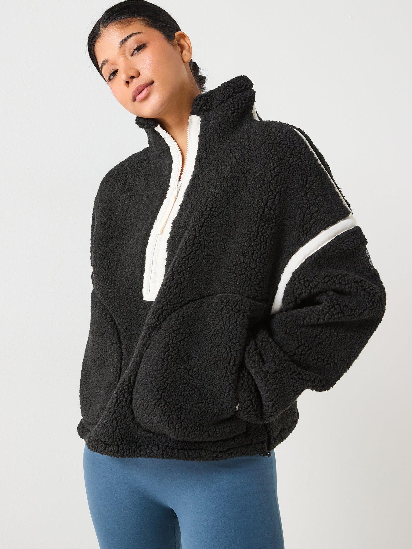 Gym + Coffee Womens Training Industry Half Zip Top - Black