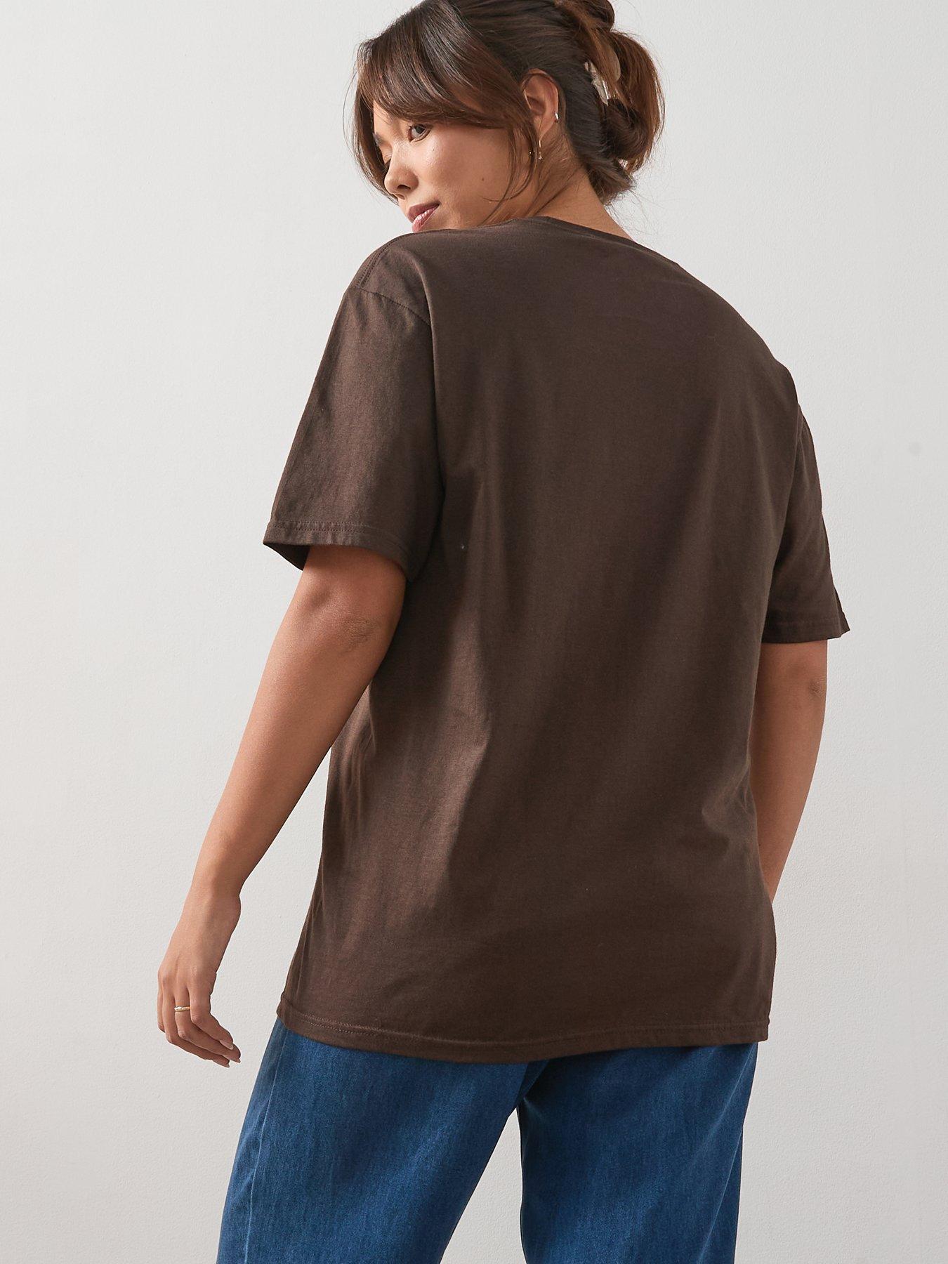 Image 2 of 7 of The Very Collection Curve California Slogan T-Shirt - Chocolate
