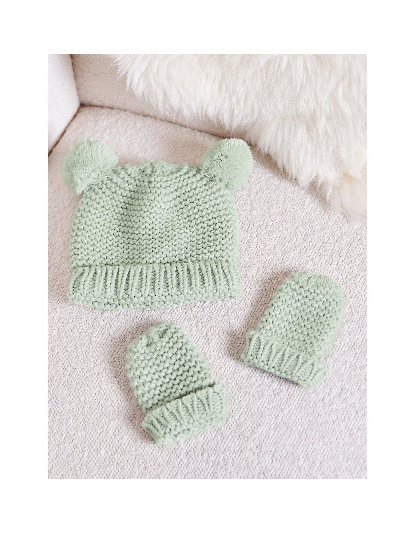 Katie Loxton KNITTED HAT & MITTENS SET , Light Sage