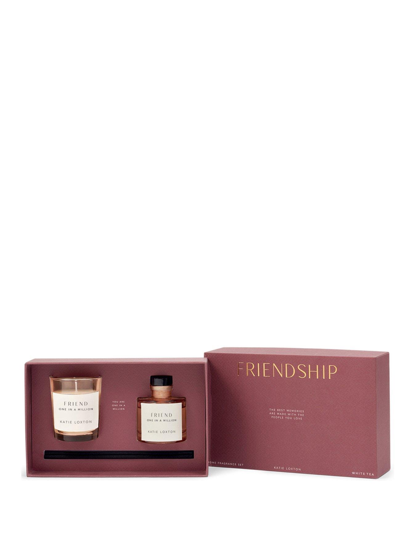 Katie Loxton MINI VOTIVE AND MINI REED DIFFUSER GIFT SET , FRIENDSHIP, Peach Rose and Sweet Mandarin