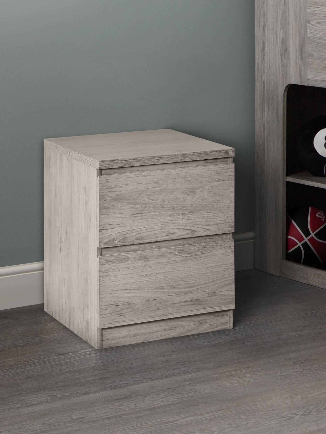 Julian Bowen Noah 2 Drawer Bedside Table - Grey Oak