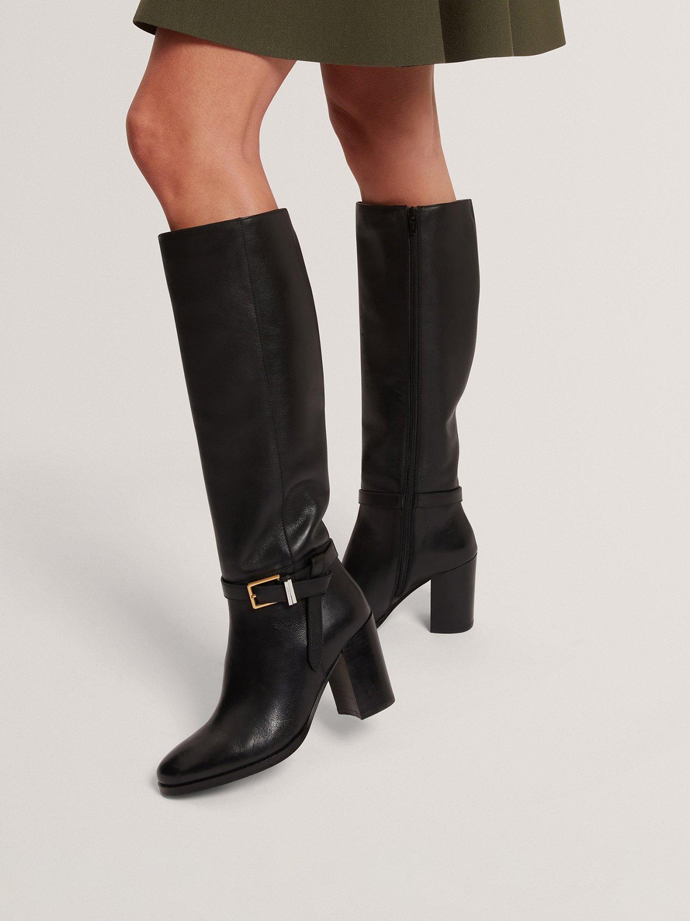 Image 2 of 5 of Ted Baker Belt Detail Over Knee Boots - Black