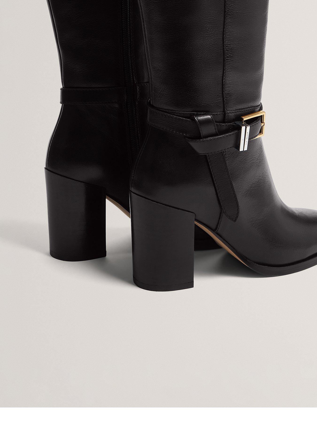 Image 3 of 5 of Ted Baker Belt Detail Over Knee Boots - Black