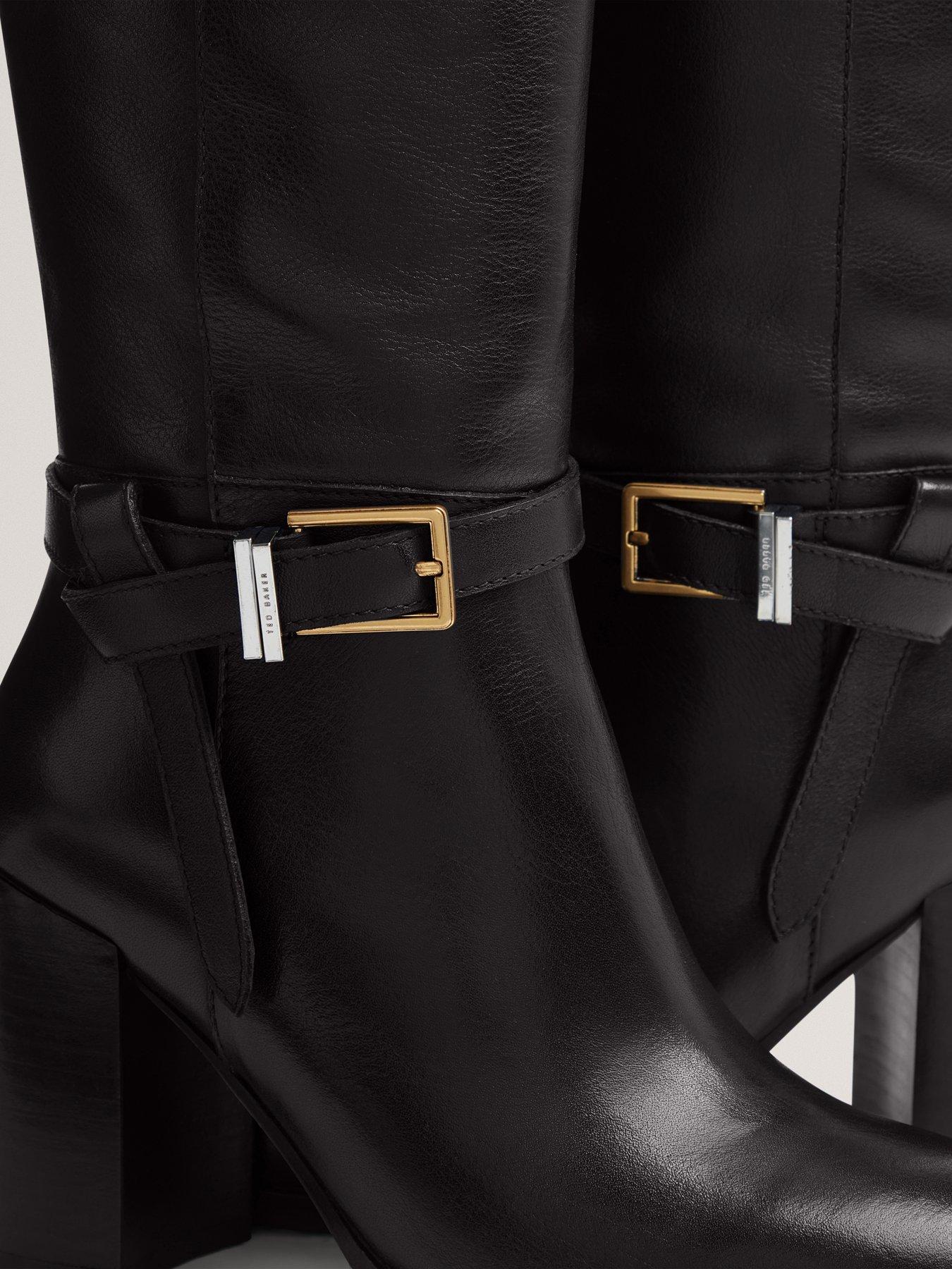 Image 5 of 5 of Ted Baker Belt Detail Over Knee Boots - Black