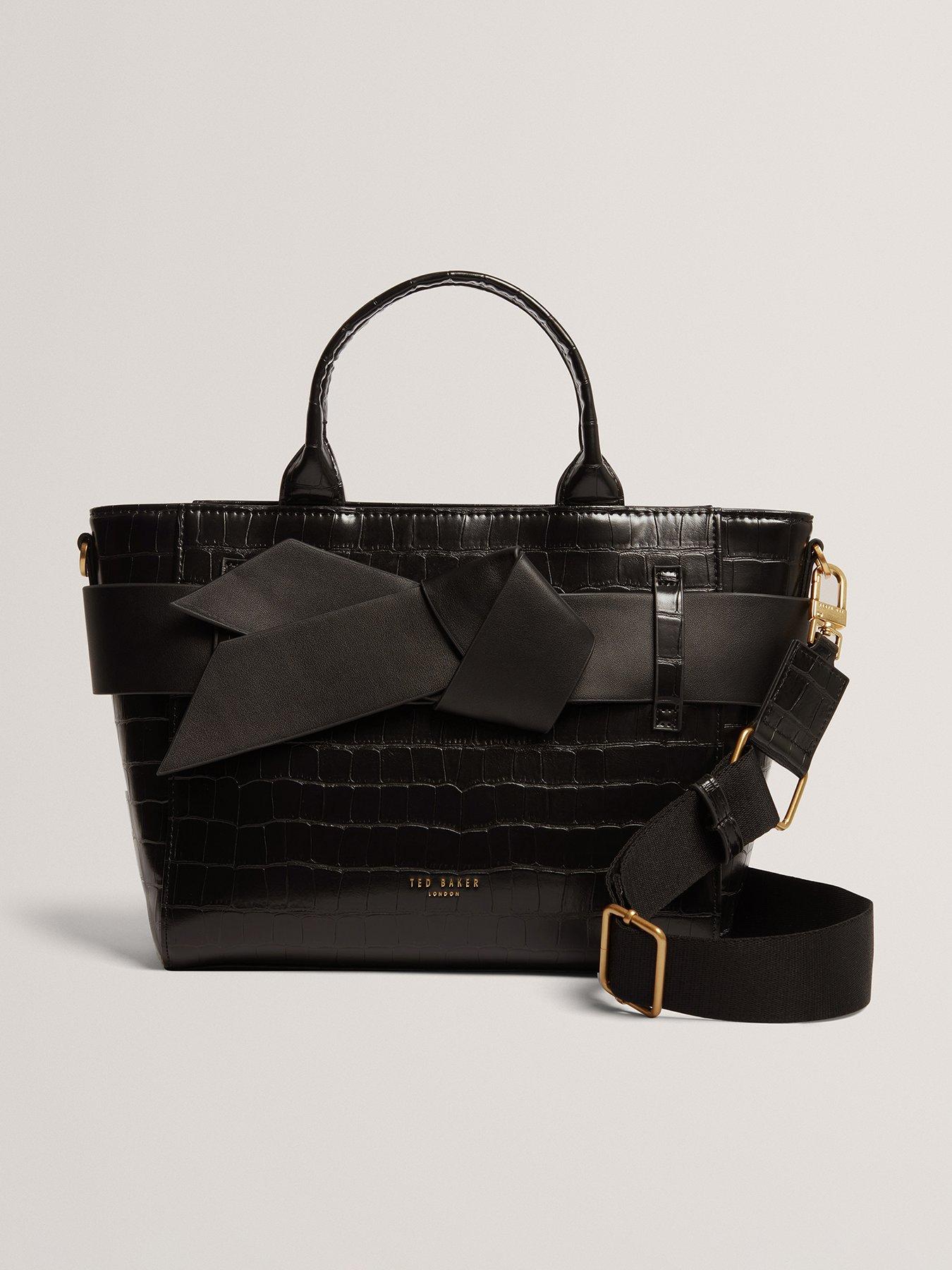 Ted Baker Croc Effect Knot Bow Crossbody Bag - Black
