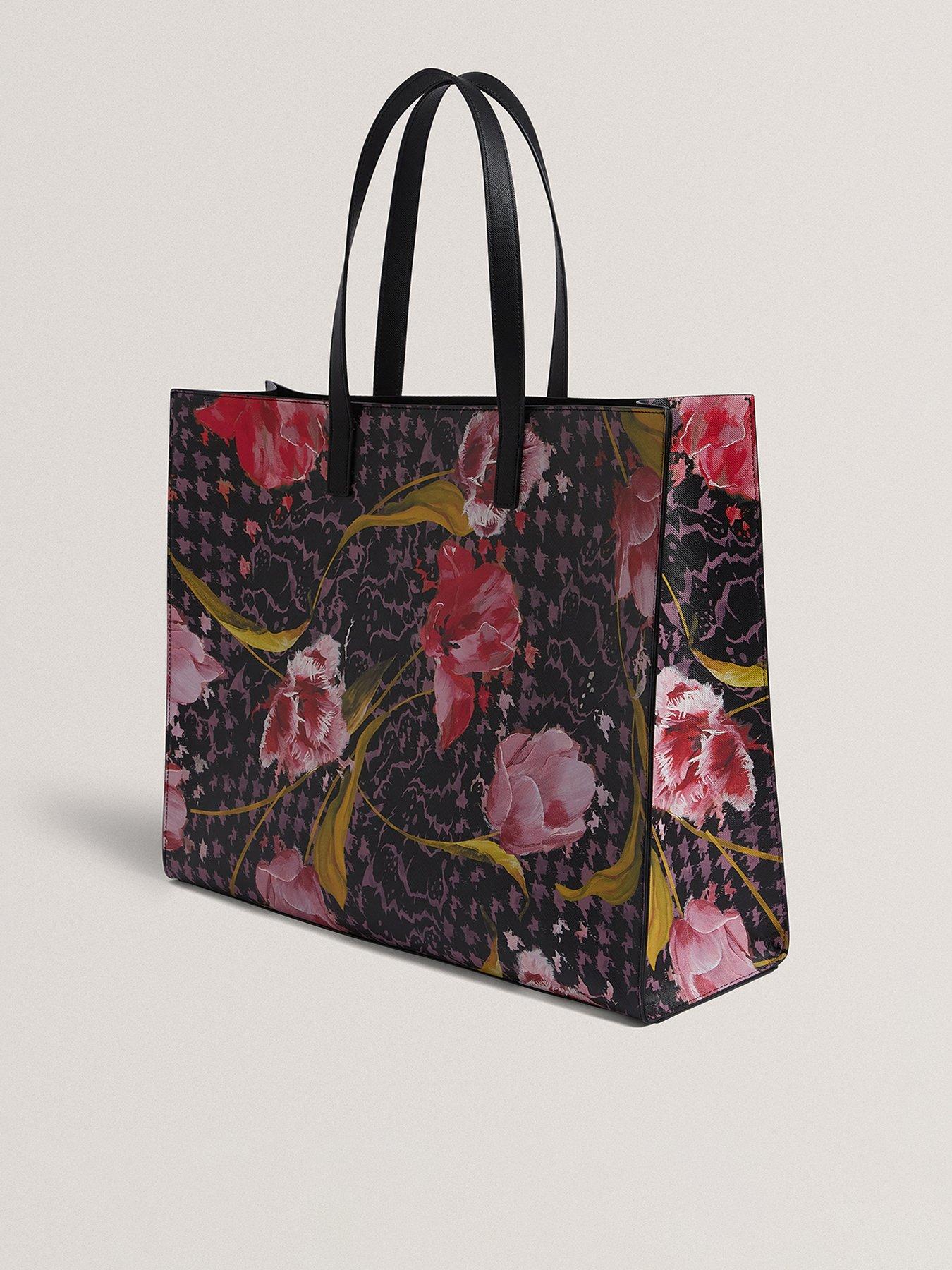 Ted Baker Floral Printed Extra Large Icon Bag - Black