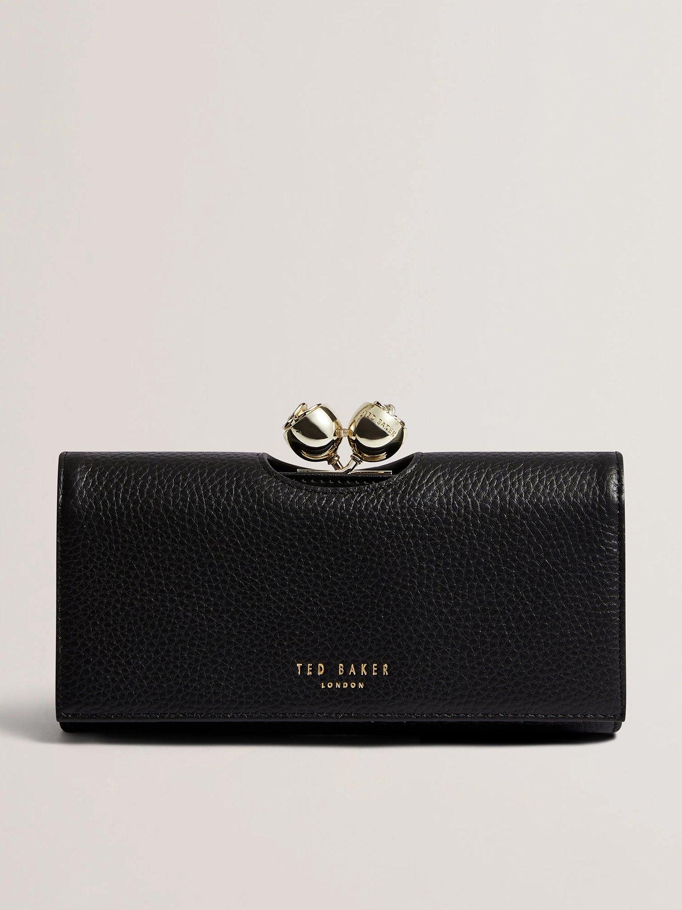 Ted Baker Rose Detail Leather Large Bobble Purse - Black